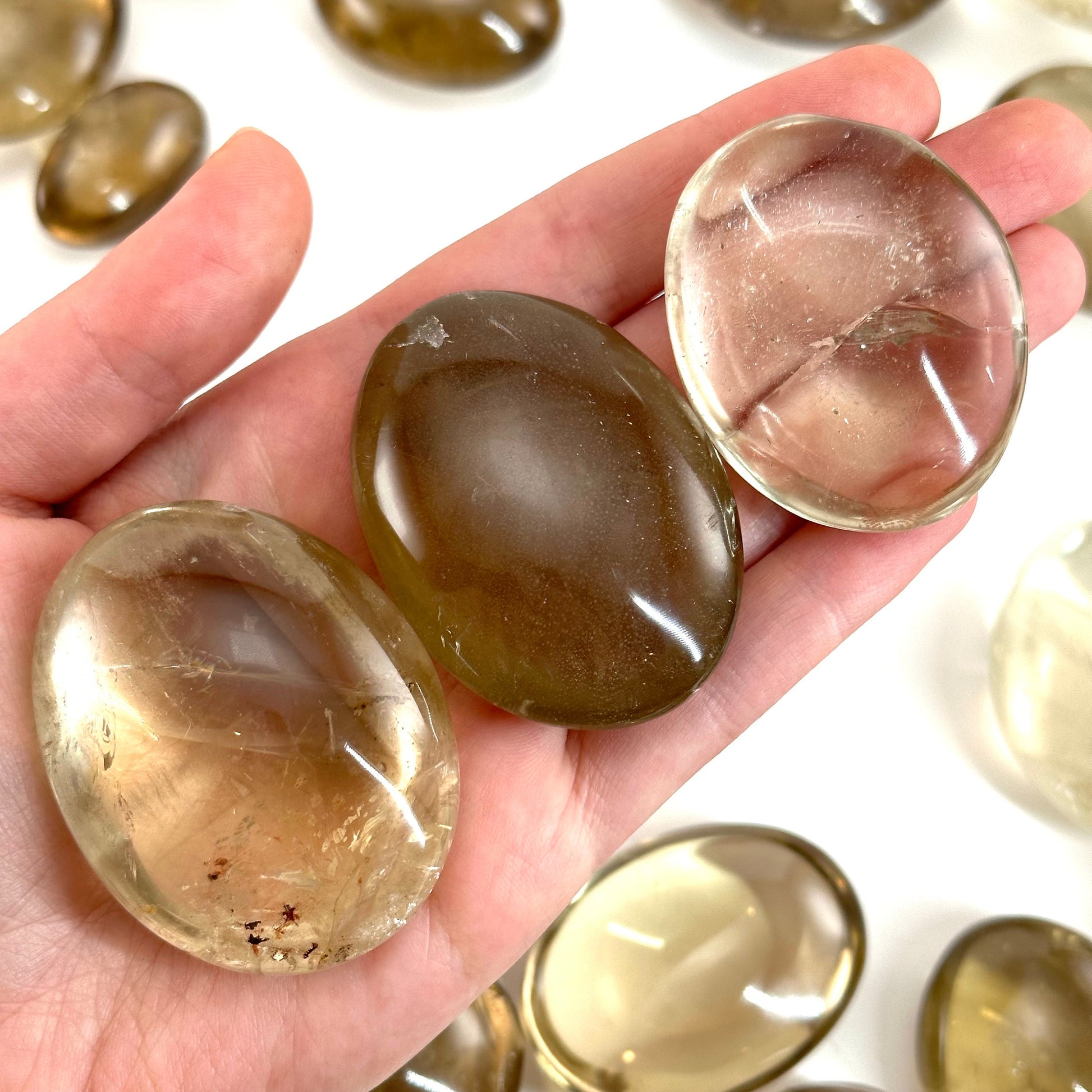 Natural Citrine Palm Stone, smoky citrine palmstone, polished natural citrine, genuine citrine, citrine palm stone