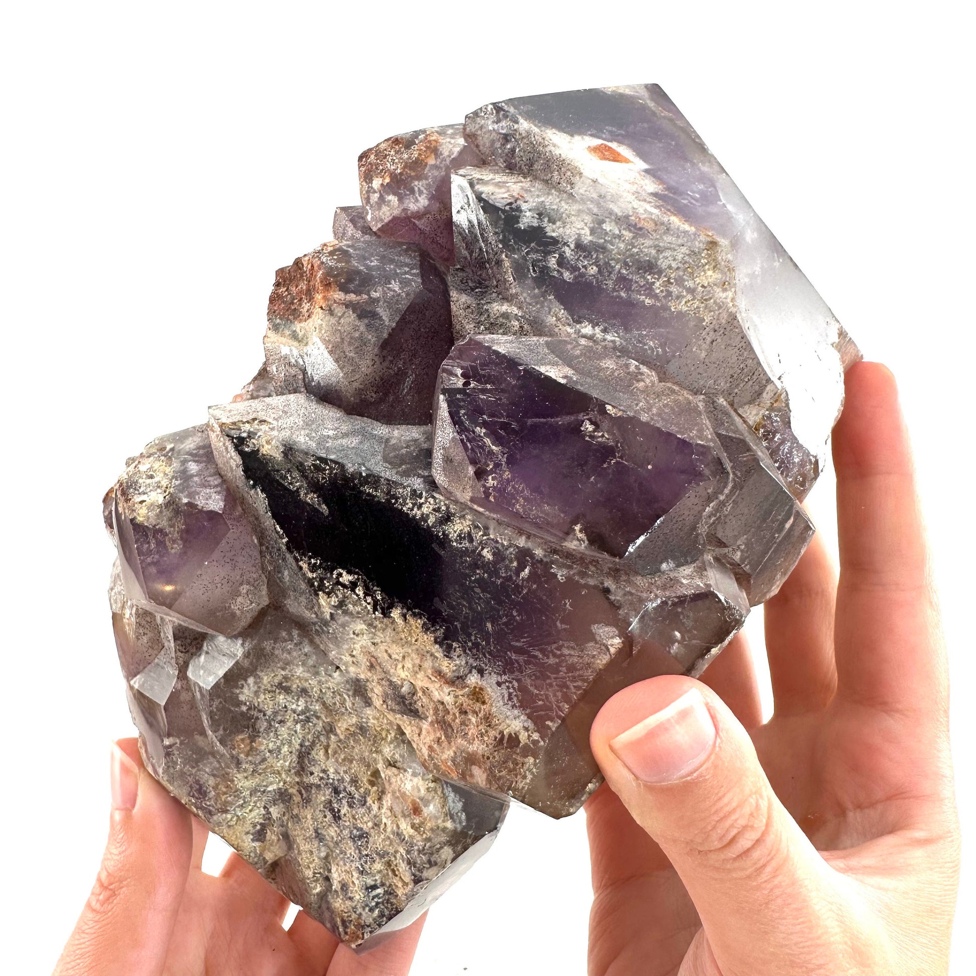 Elestial Smoky Amethyst (Madagascar), amethyst crystal, amethyst point, natural amethyst, purple amethyst