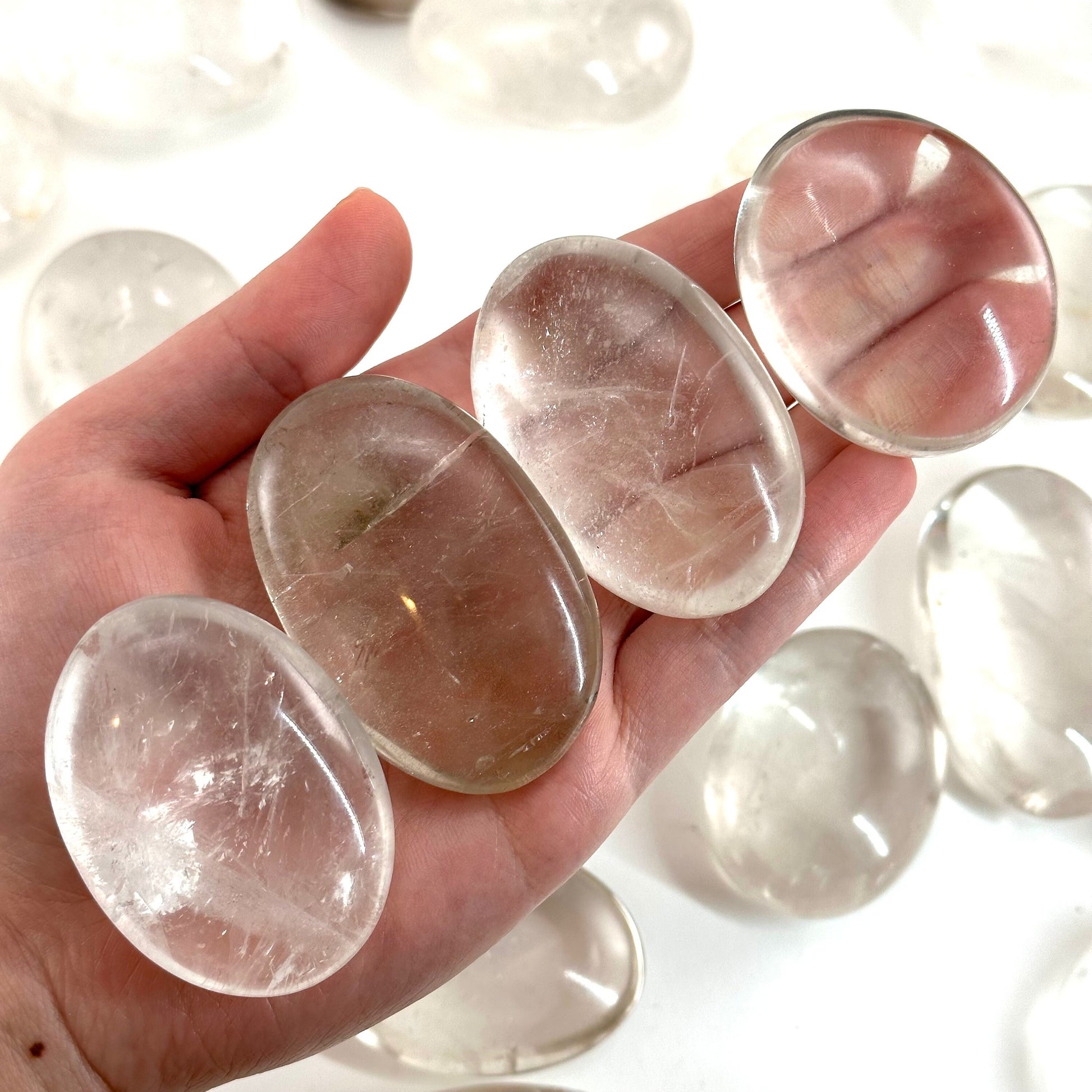 Madagascar Quartz palm stone, quartz palmstone, polished quartz, quartz crystal