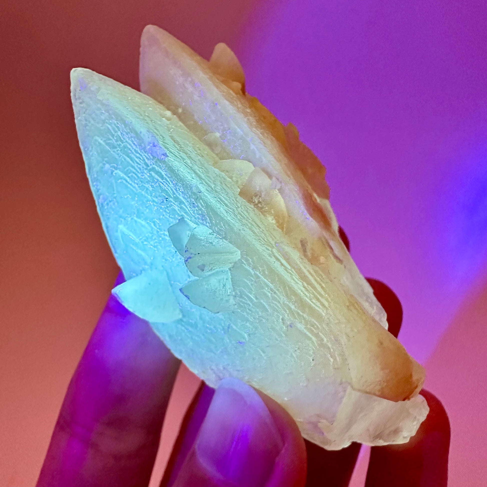 Fluorescent & Phosphorescent Calcite (Indonesia) | UV-reactive calcite, yellow calcite, calcite crystal, UV reactive crystal, crystals