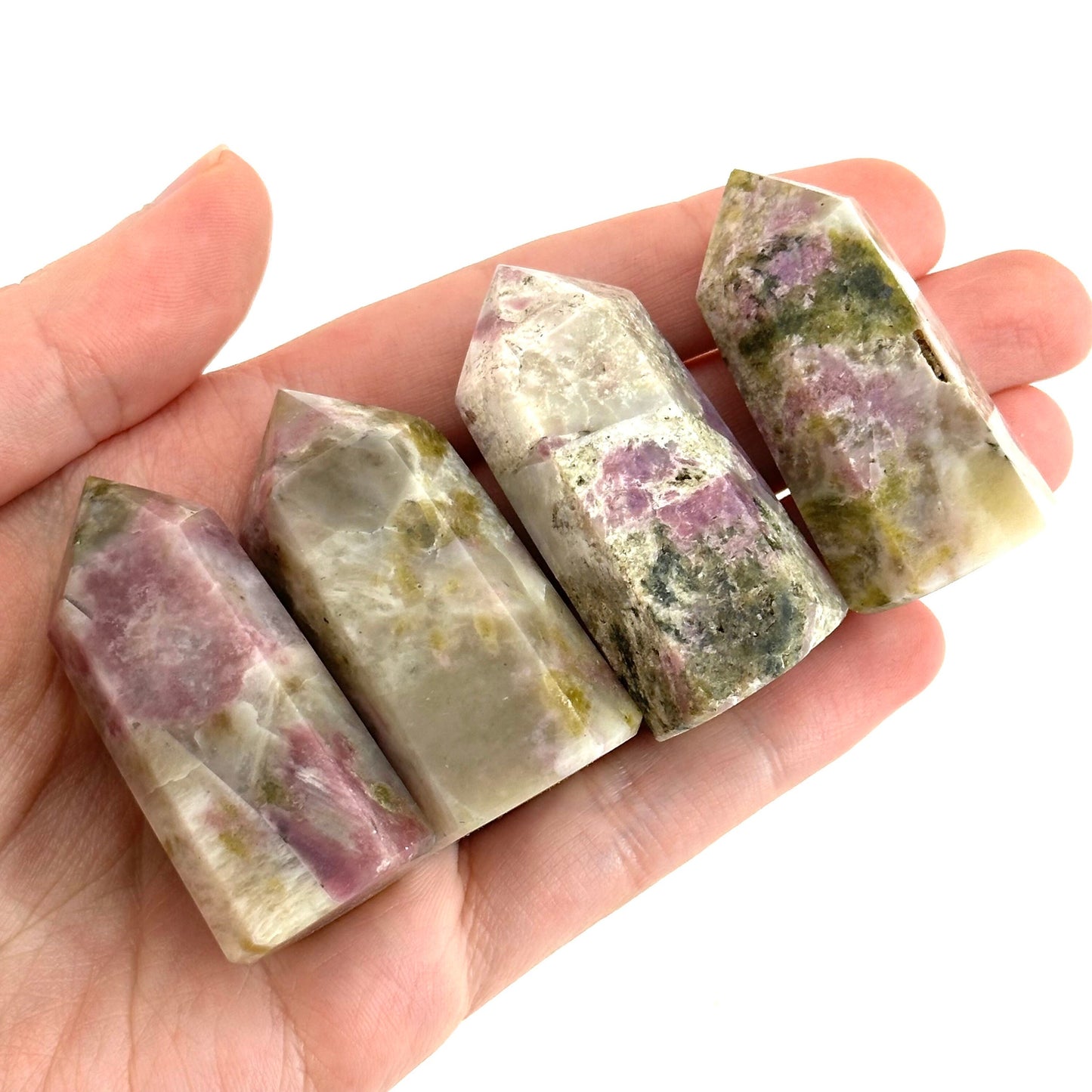 Mystic Mica Point, Epidote with Lepidolite tower, crystal point, pink crystal, epidote and lepidolite, lepidolite crystal, crystal tower