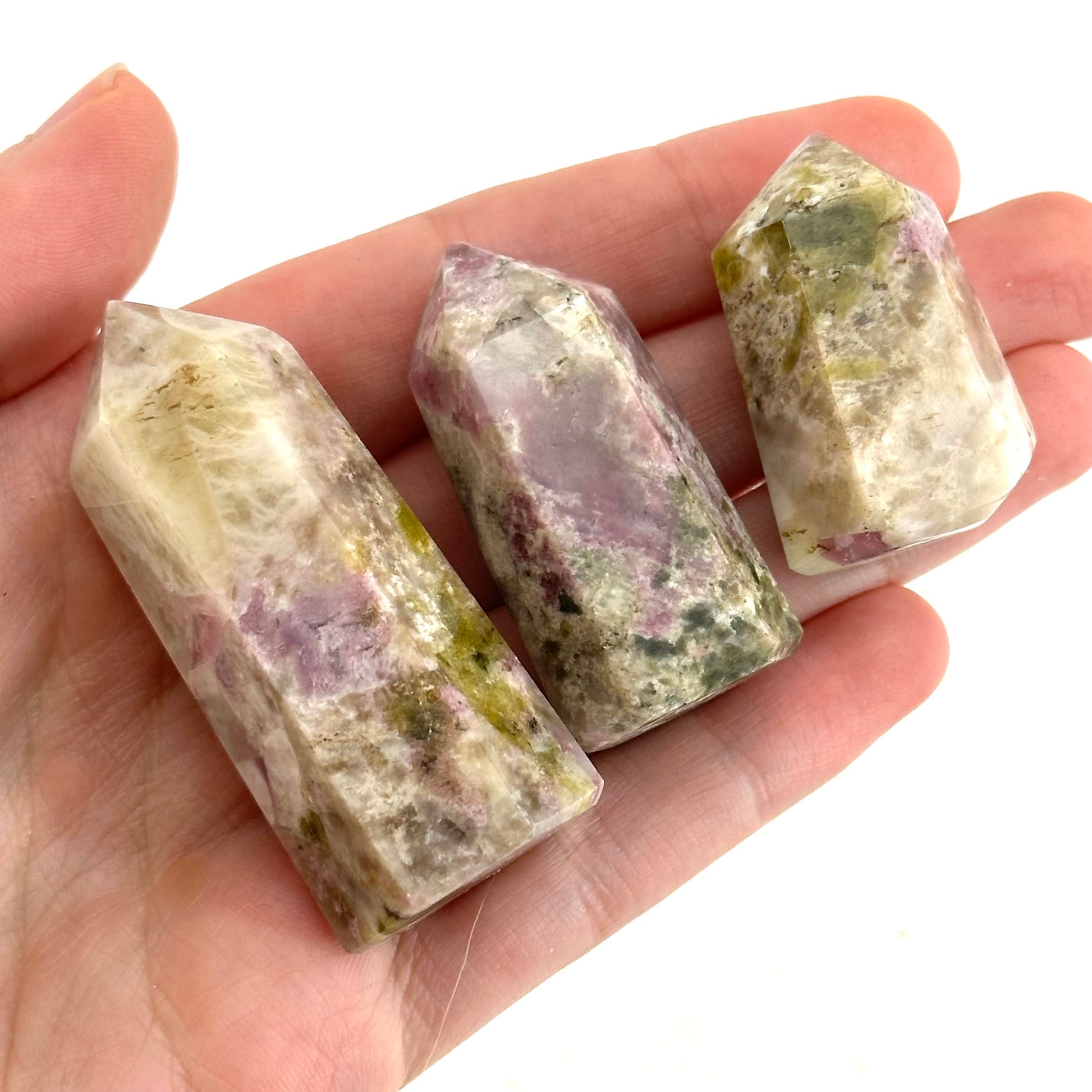Mystic Mica Point, Epidote with Lepidolite tower, crystal point, pink crystal, epidote and lepidolite, lepidolite crystal, crystal tower