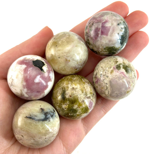 Mystic Mica Sphere, crystal ball, epidote & lepidolite sphere, Lepidolite crystal, crystal sphere, epidote sphere