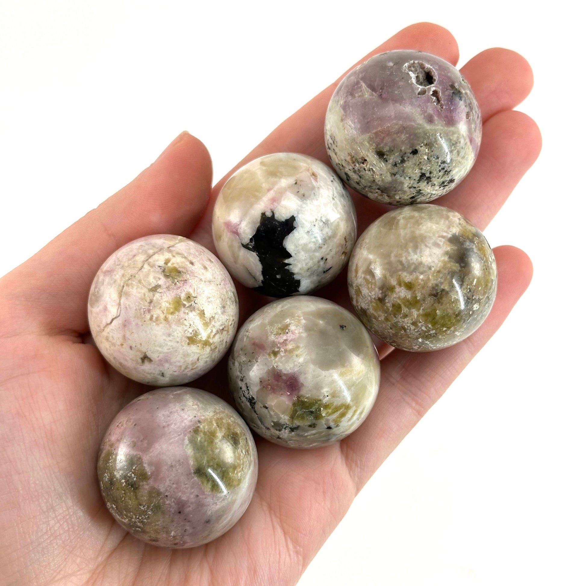 Mystic Mica Sphere, crystal ball, epidote & lepidolite sphere, Lepidolite crystal, crystal sphere, epidote sphere