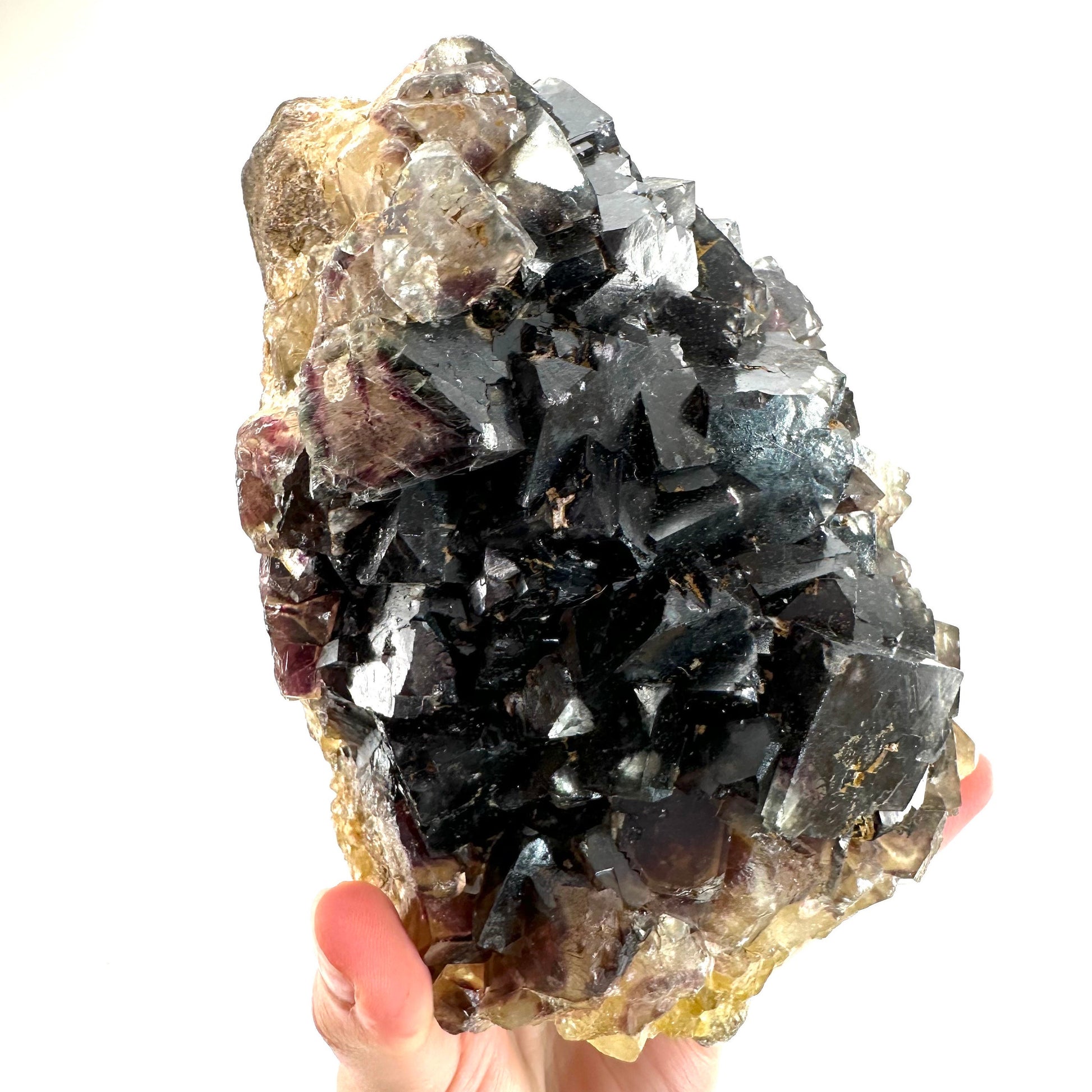 Okorusu Fluorite (Namibia) | fluorite cluster, cubic fluorite, purple fluorite, yellow fluorite, crystals, mineral specimen