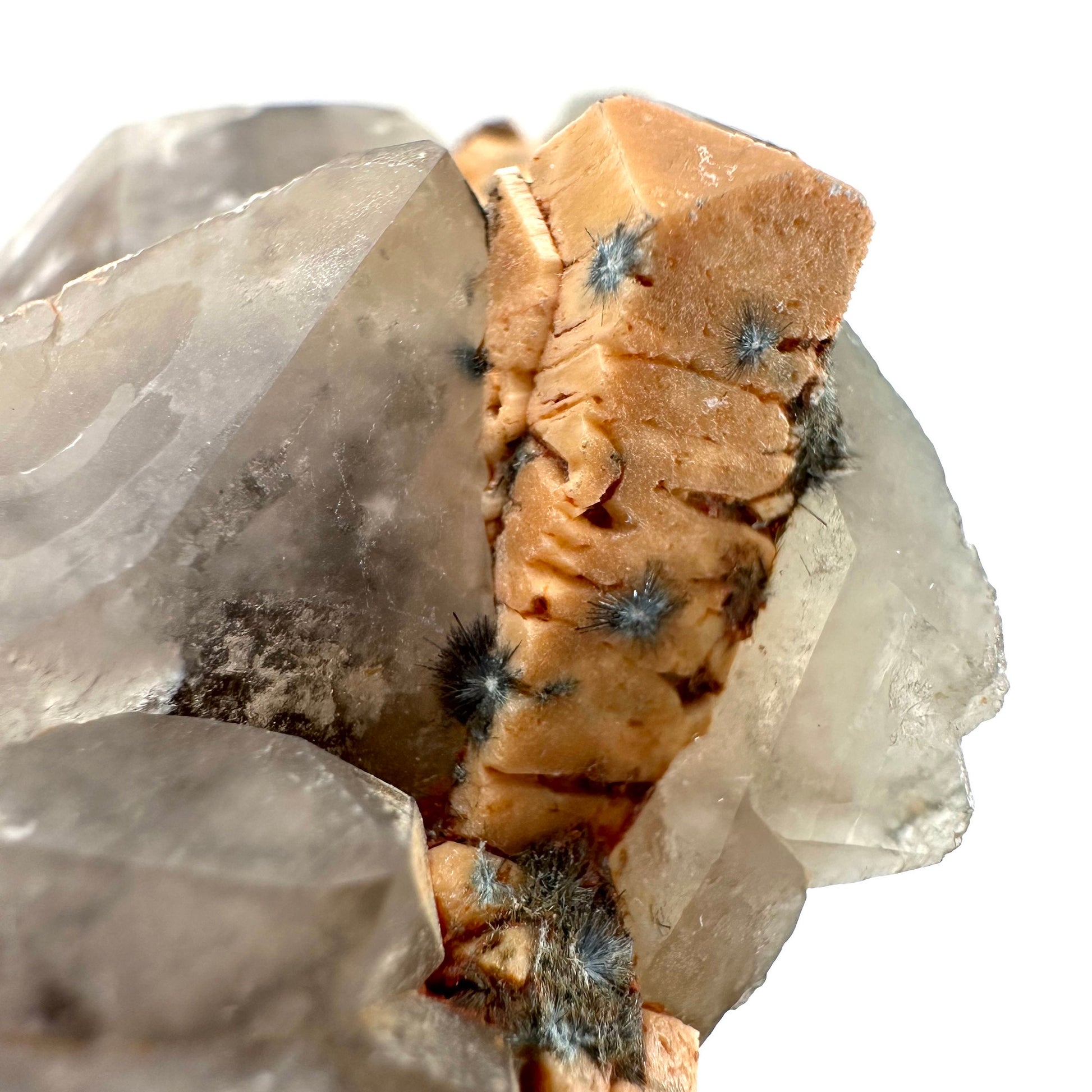Gitter Quartz with Feldspar & Foitite (Namibia) | lattice quartz, smoky quartz crystal, smoky quartz point, quartz crystal, crystals