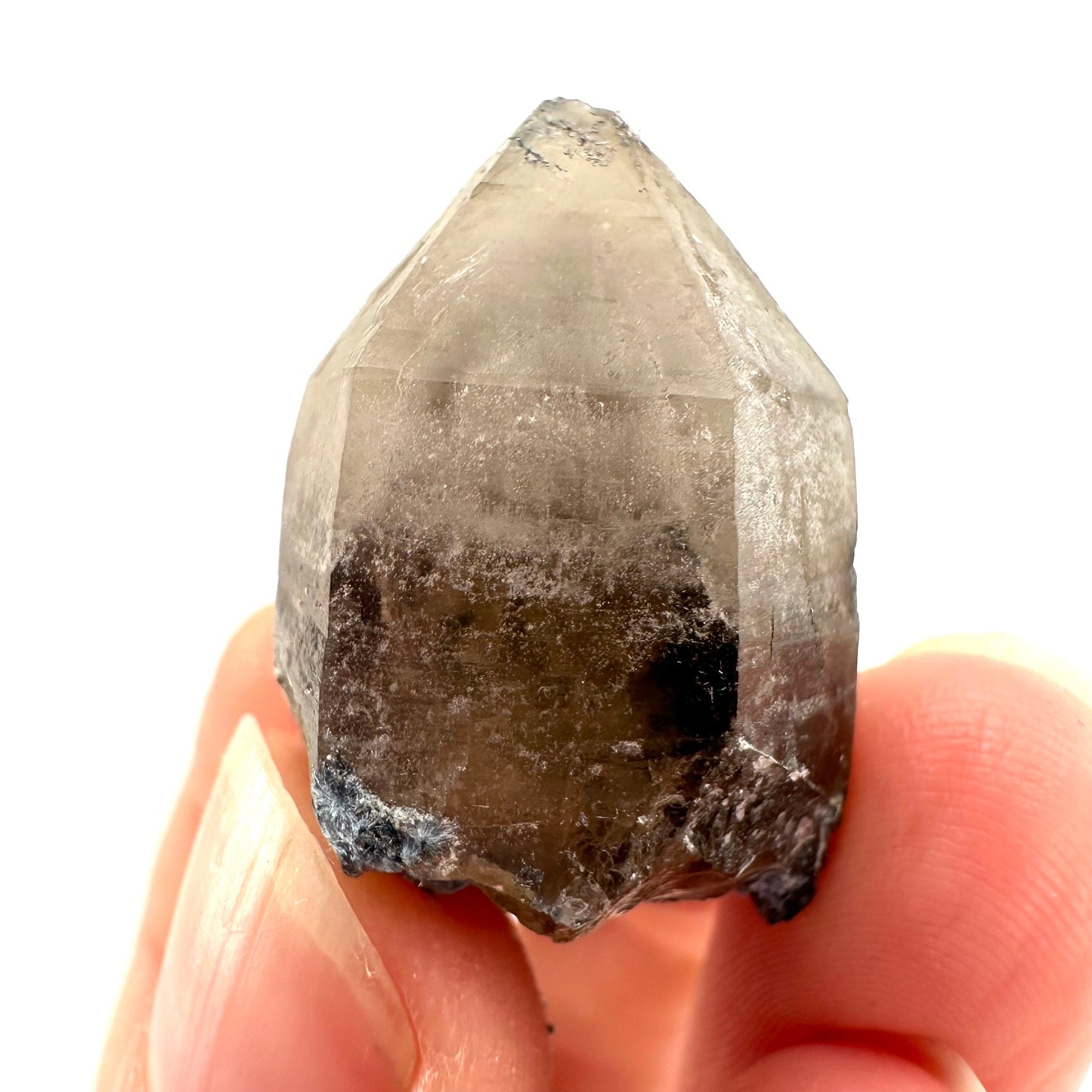 Foitite on Smoky Quartz (Namibia) | smoky quartz crystal, smoky quartz point, quartz crystal, crystals
