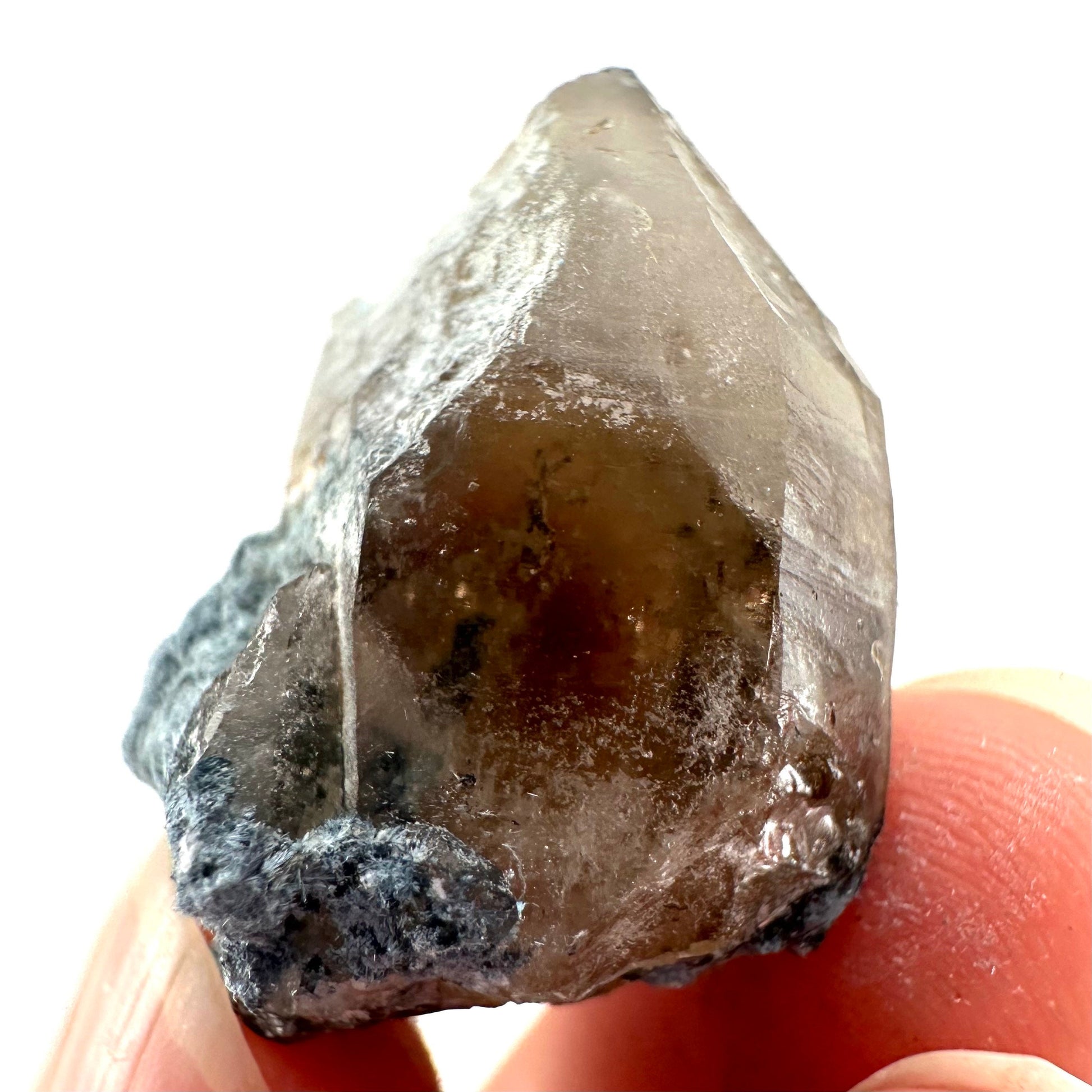 Foitite on Smoky Quartz (Namibia) | smoky quartz crystal, smoky quartz point, quartz crystal, crystals