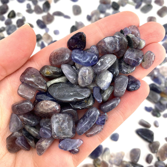 20g of Iolite, mini tumbled stones, tumbled crystal, tumbled cordierite, iolite chips