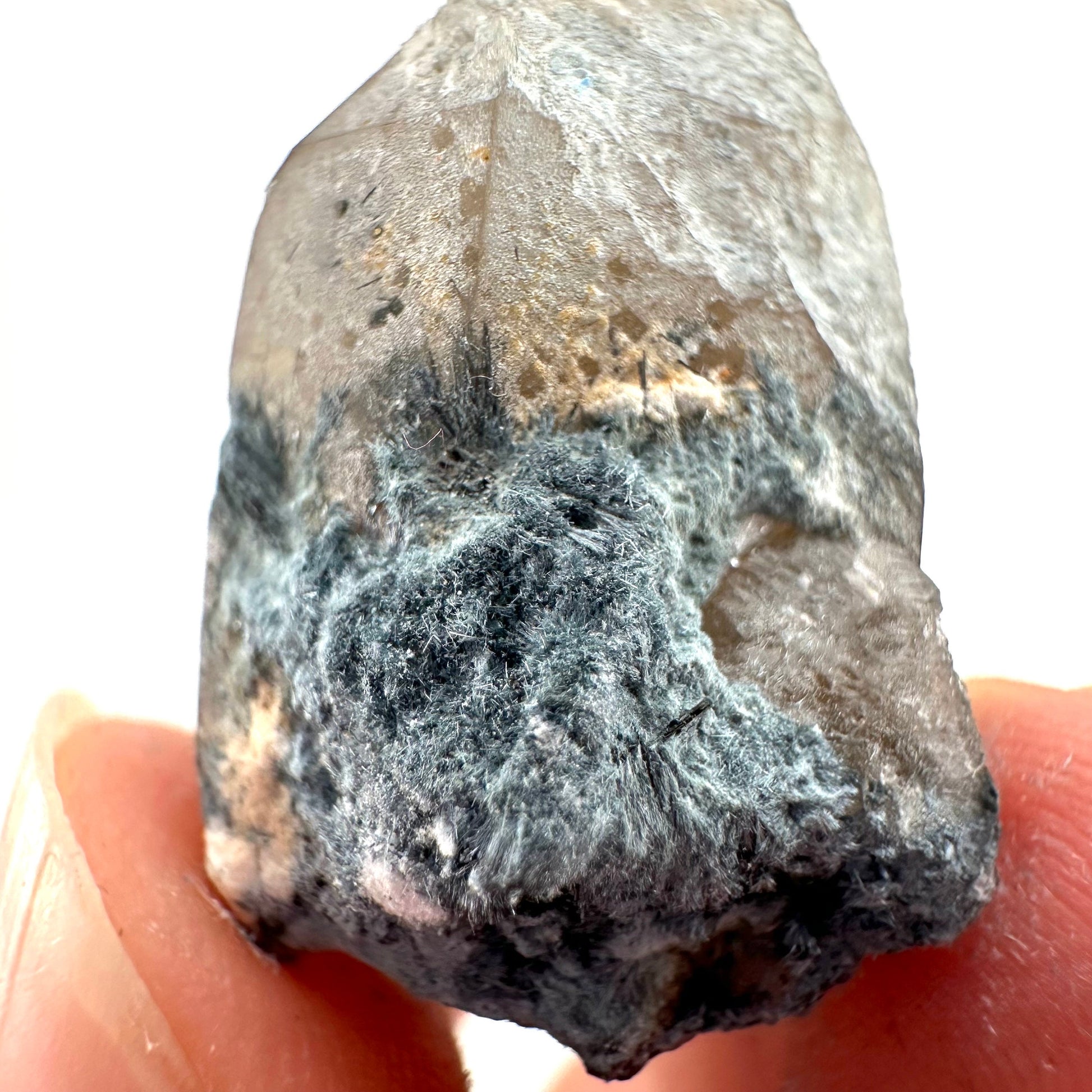 Foitite on Smoky Quartz (Namibia) | smoky quartz crystal, smoky quartz point, quartz crystal, crystals