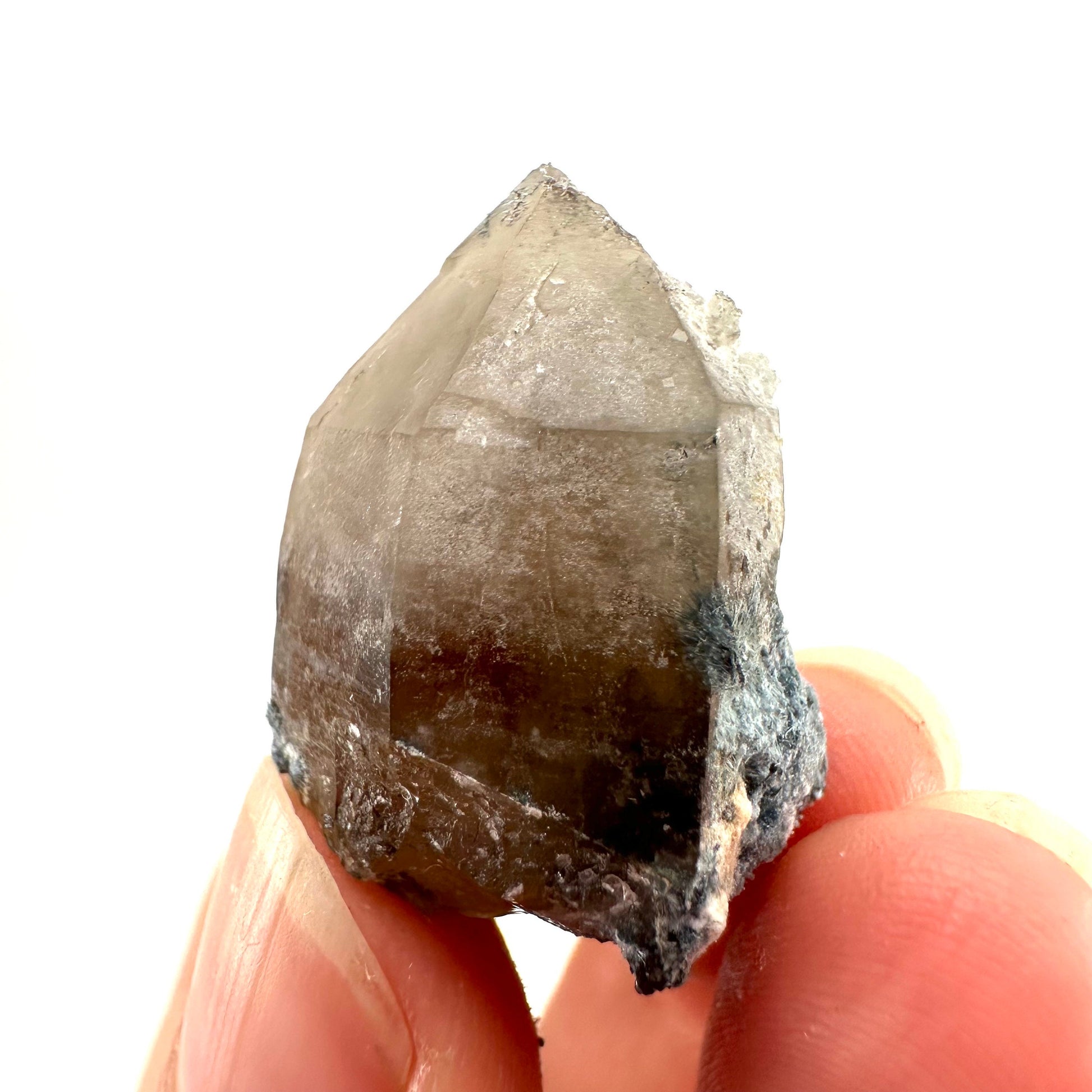 Foitite on Smoky Quartz (Namibia) | smoky quartz crystal, smoky quartz point, quartz crystal, crystals