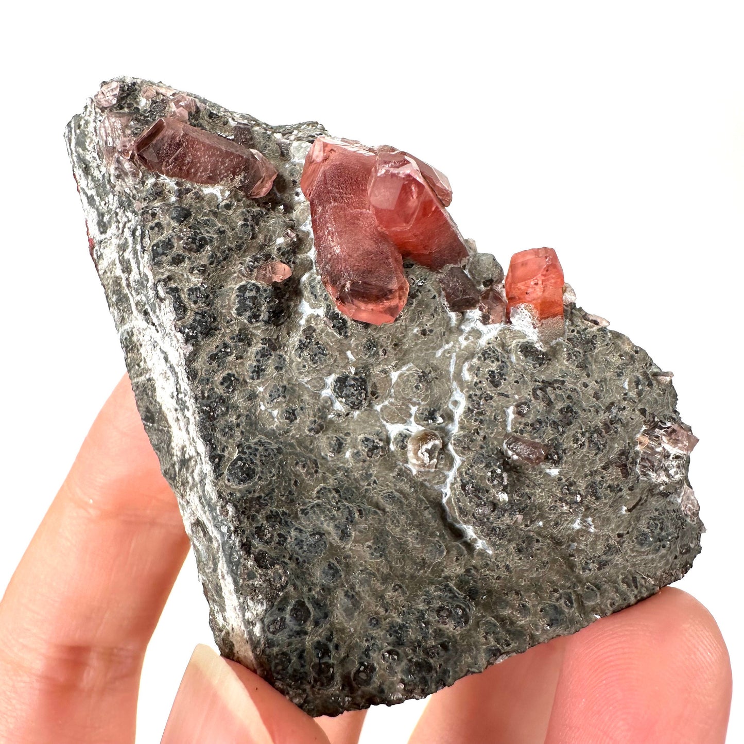 Rhodochrosite on Matrix (Peru) | rhodochrosite crystal, rare crystals, mineral specimen, rare minerals, natural rhodochrosite