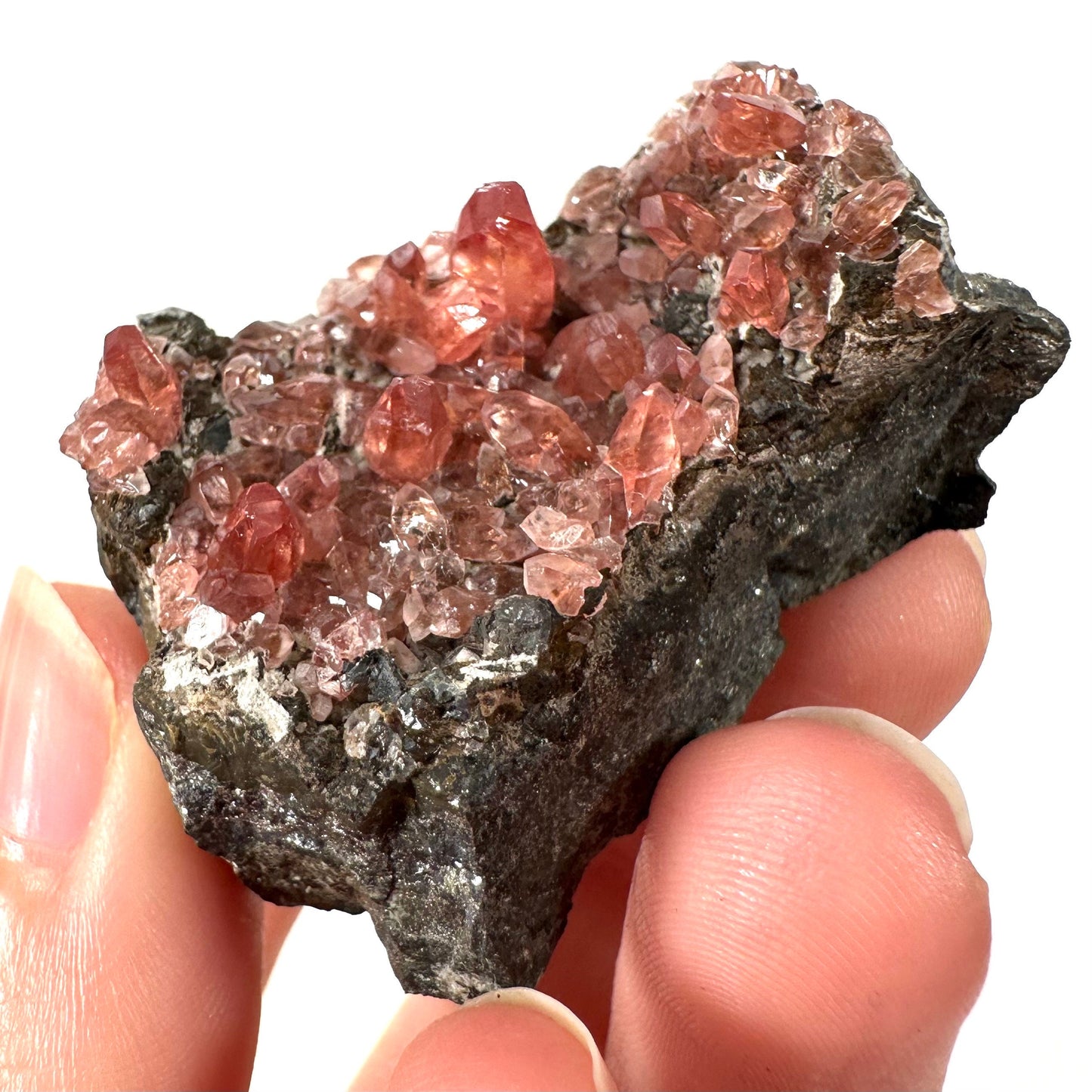 Rhodochrosite on Matrix (Peru) | rhodochrosite crystal, rare crystals, mineral specimen, rare minerals, natural rhodochrosite