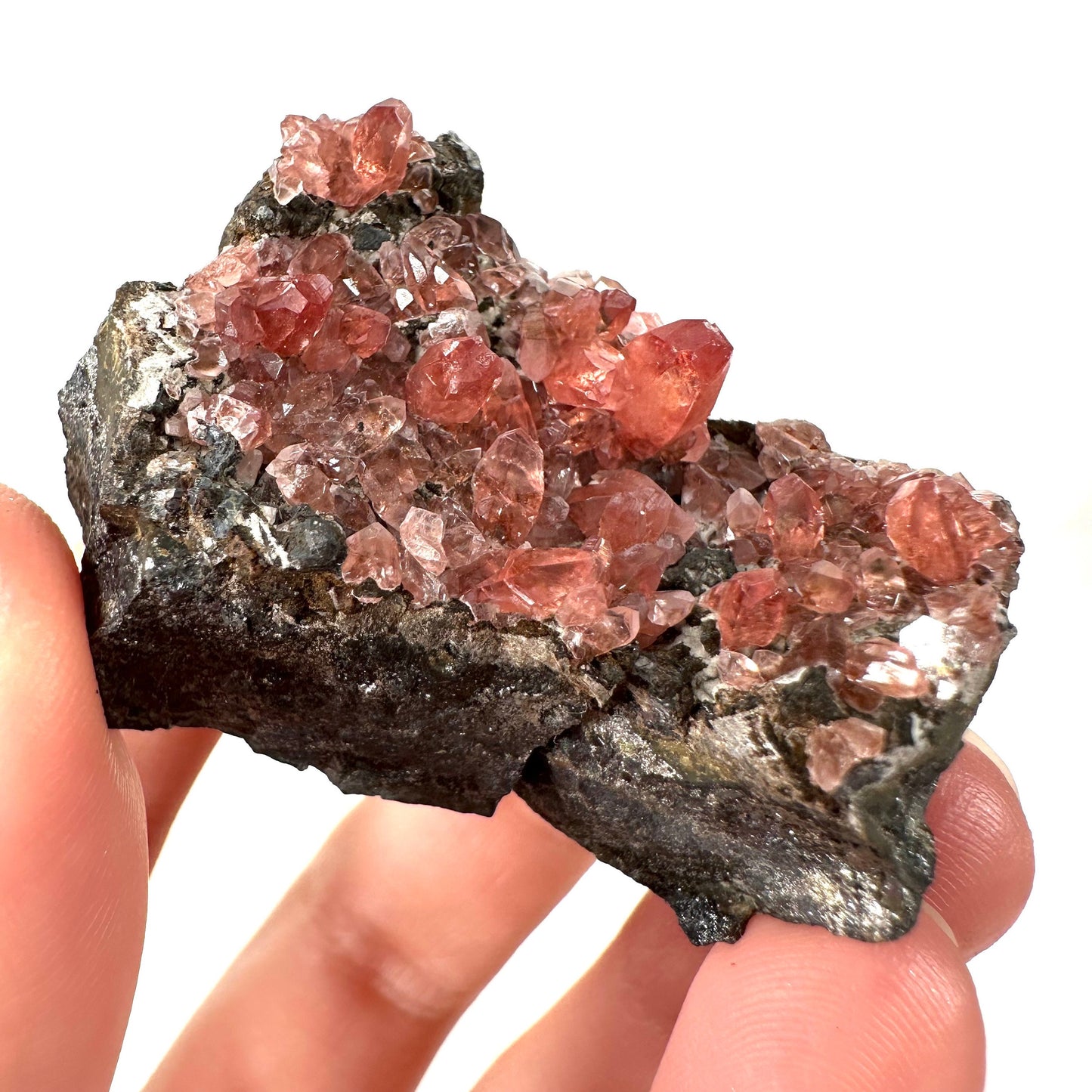 Rhodochrosite on Matrix (Peru) | rhodochrosite crystal, rare crystals, mineral specimen, rare minerals, natural rhodochrosite