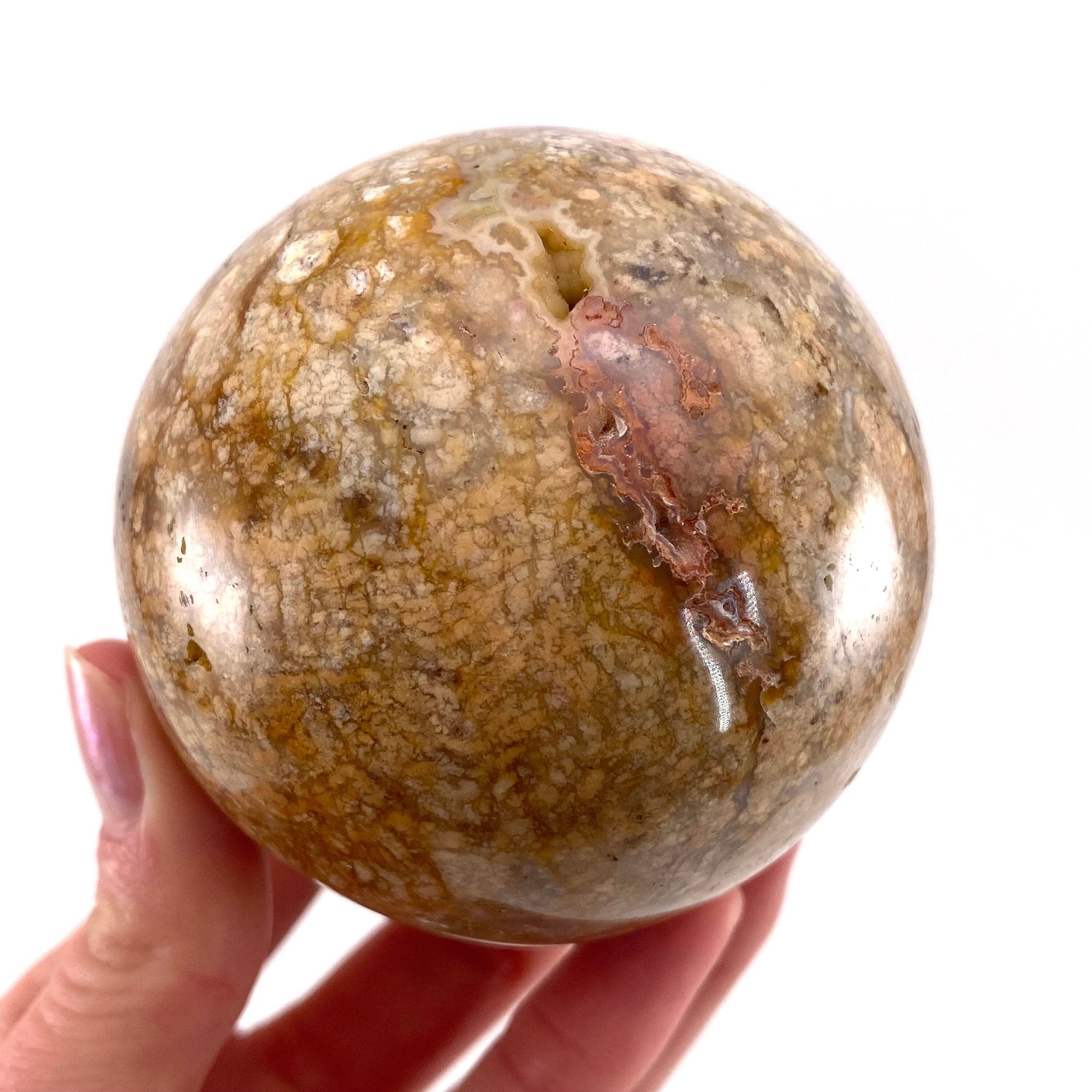 Druzy Cave Jasper sphere, crystal ball, ocean jasper, polished druzy jasper, ocean jasper ball