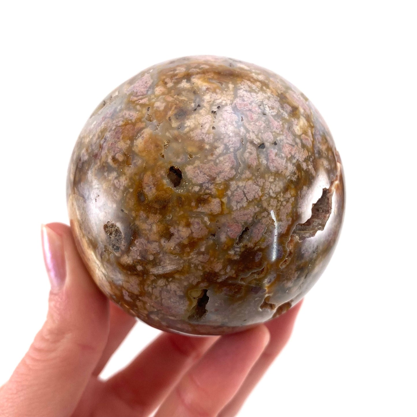 Druzy Cave Jasper sphere, crystal ball, ocean jasper, polished druzy jasper, ocean jasper ball