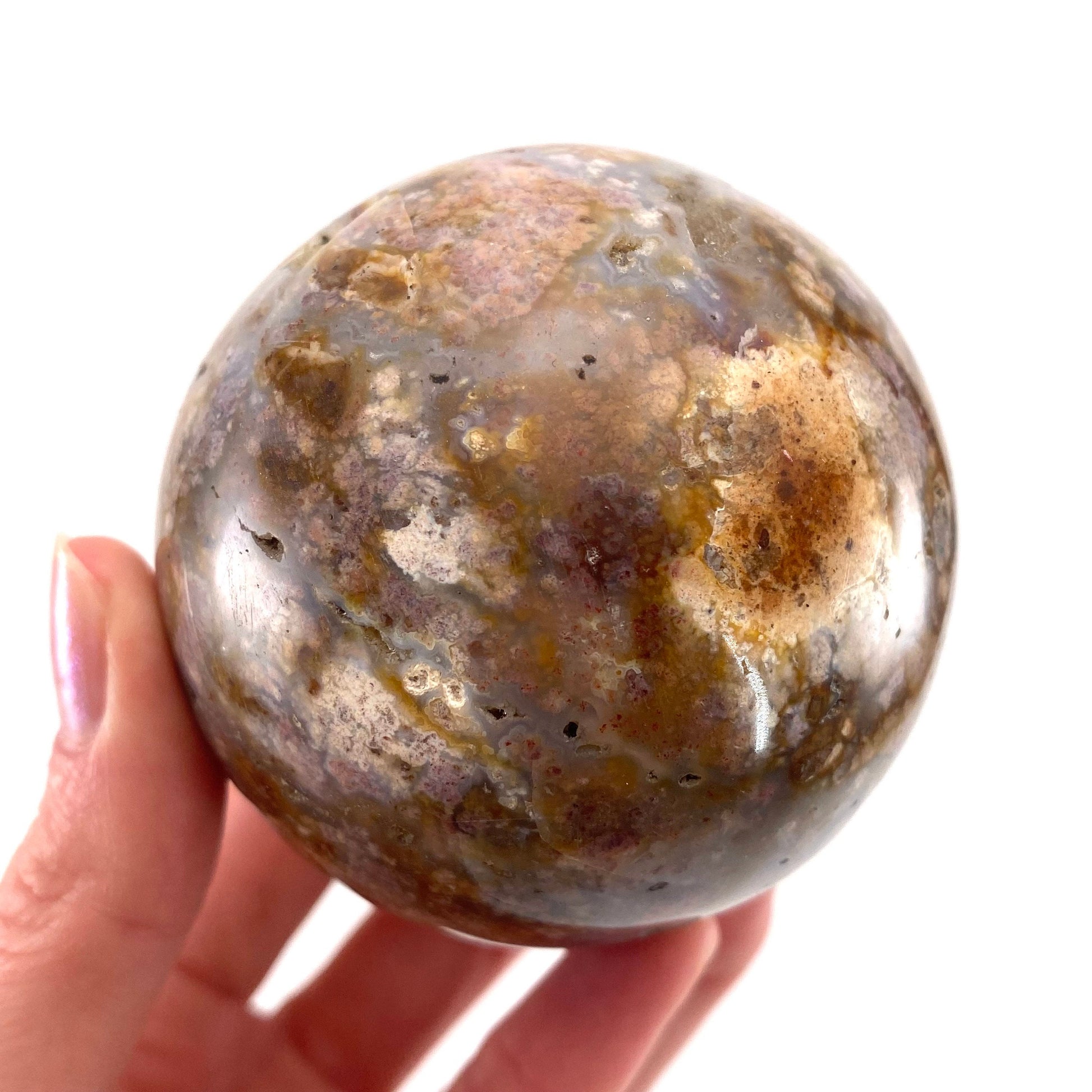 Druzy Cave Jasper sphere, crystal ball, ocean jasper, polished druzy jasper, ocean jasper ball