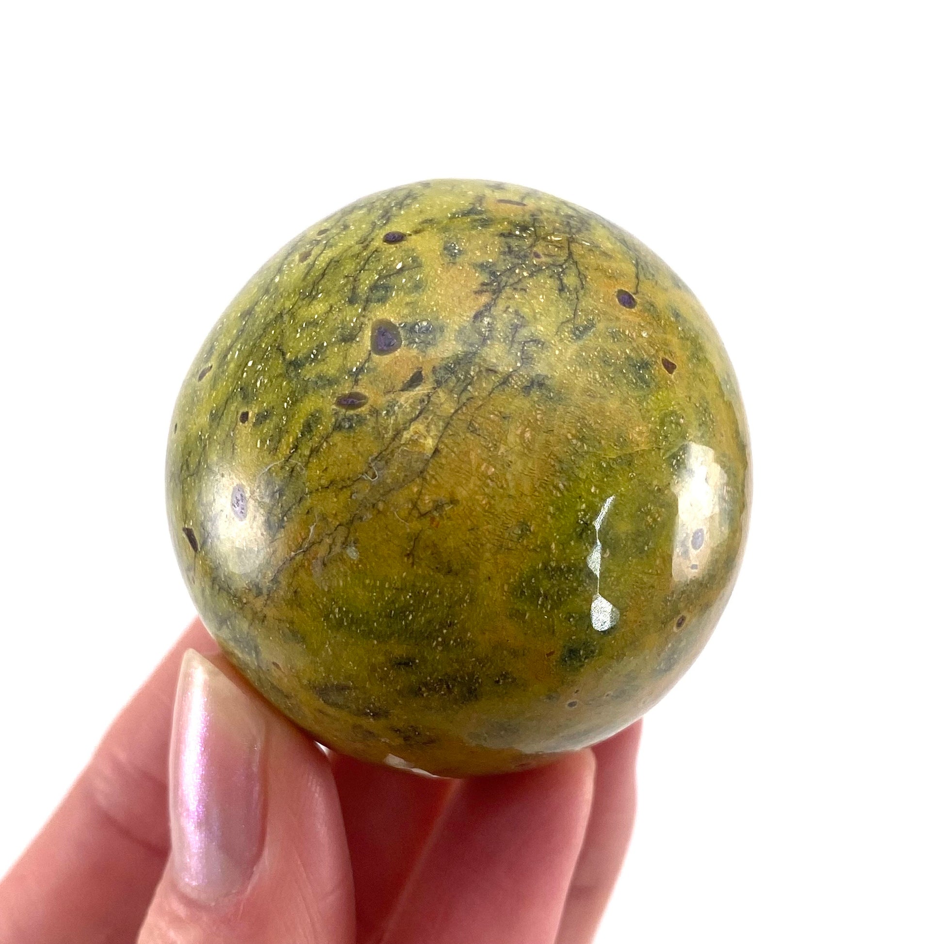 Rare! Atlantisite Sphere | Atlantisite ball, crystal ball, atlantisite crystal, polished stichtite in serpentine, rare crystals
