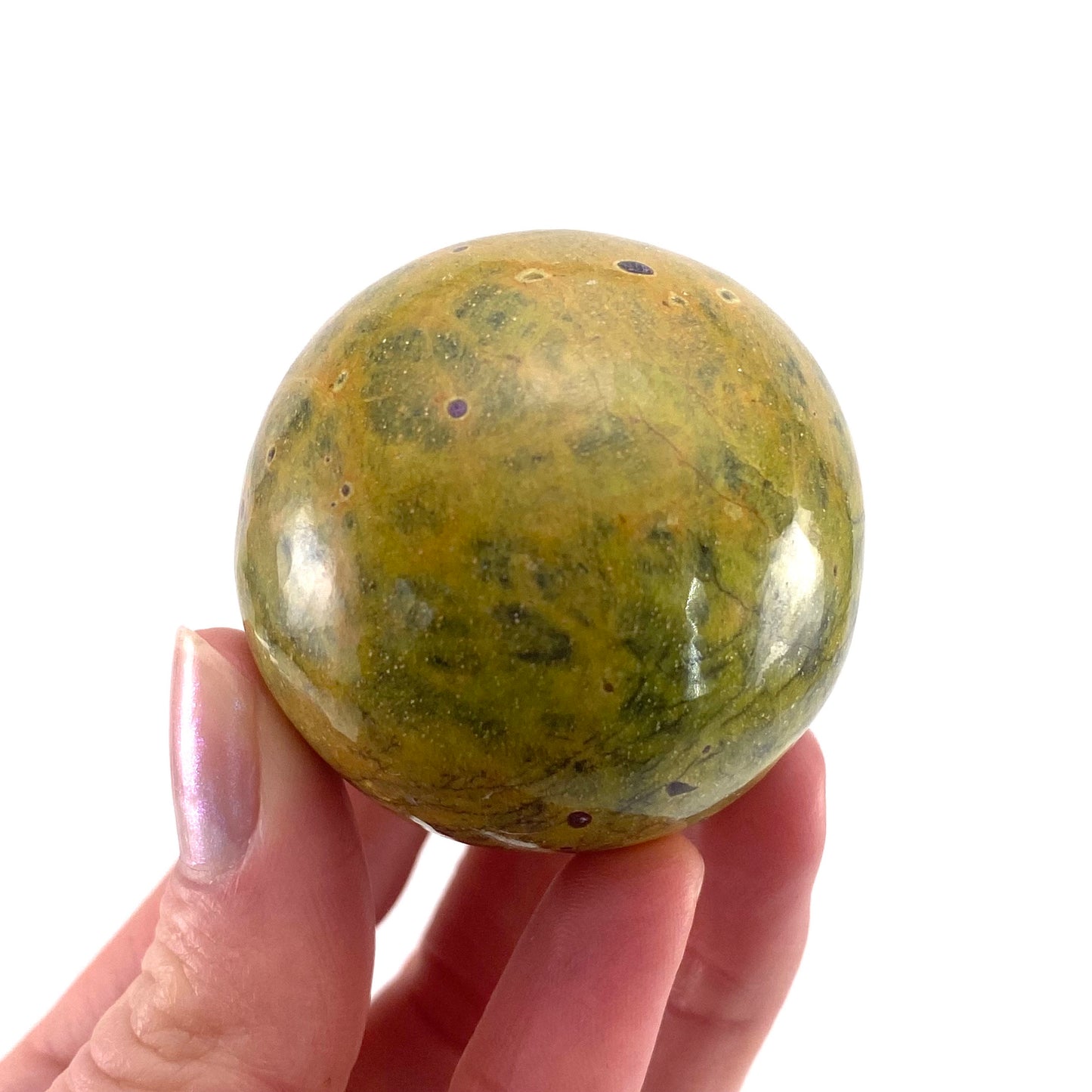 Rare! Atlantisite Sphere | Atlantisite ball, crystal ball, atlantisite crystal, polished stichtite in serpentine, rare crystals