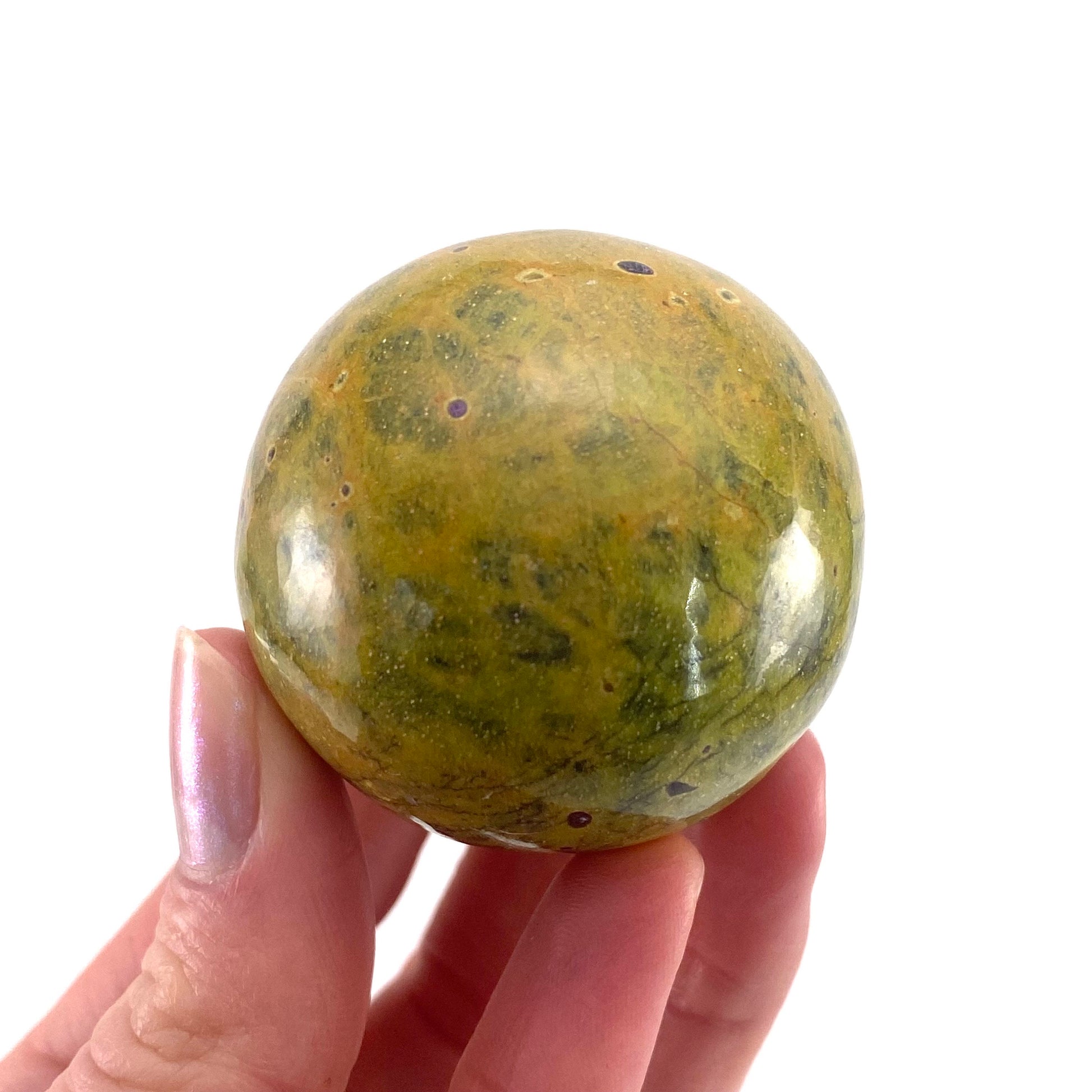 Rare! Atlantisite Sphere | Atlantisite ball, crystal ball, atlantisite crystal, polished stichtite in serpentine, rare crystals