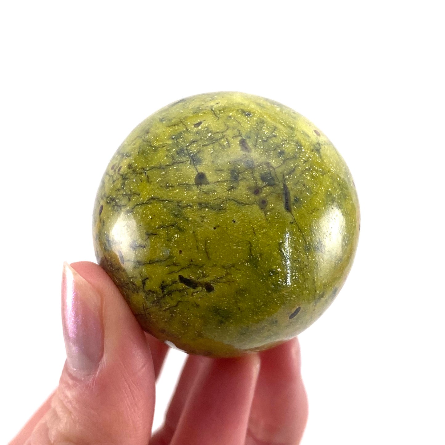 Rare! Atlantisite Sphere | Atlantisite ball, crystal ball, atlantisite crystal, polished stichtite in serpentine, rare crystals