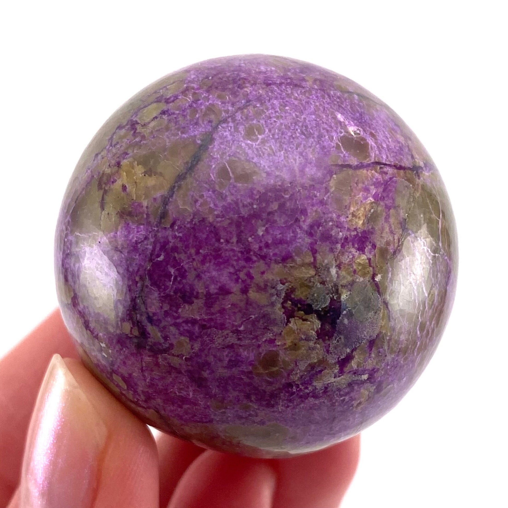 Stichtite Sphere, purple stichtite, polished Stichtite, mineral specimen, stichtite with serpentine, atlantisite