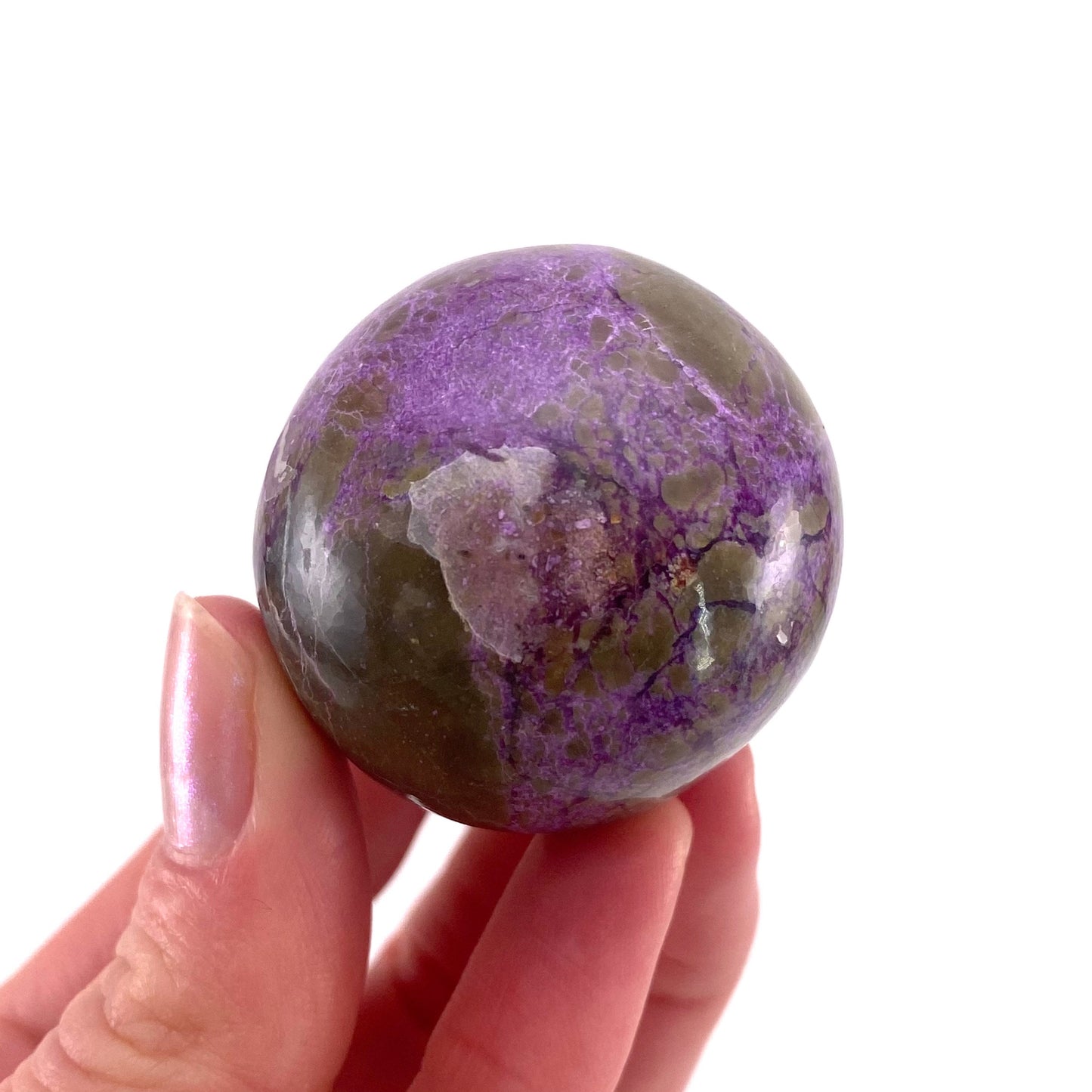 Stichtite Sphere, purple stichtite, polished Stichtite, mineral specimen, stichtite with serpentine, atlantisite