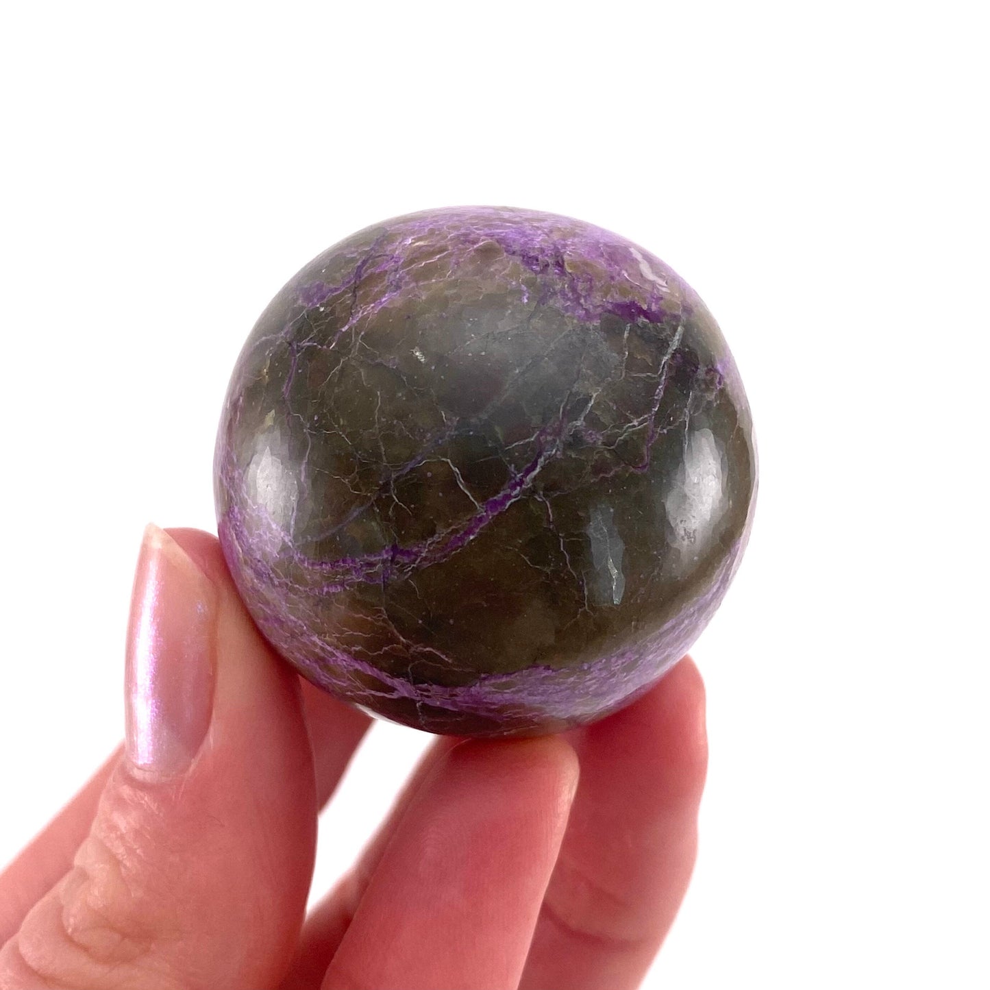 Stichtite Sphere, purple stichtite, polished Stichtite, mineral specimen, stichtite with serpentine, atlantisite
