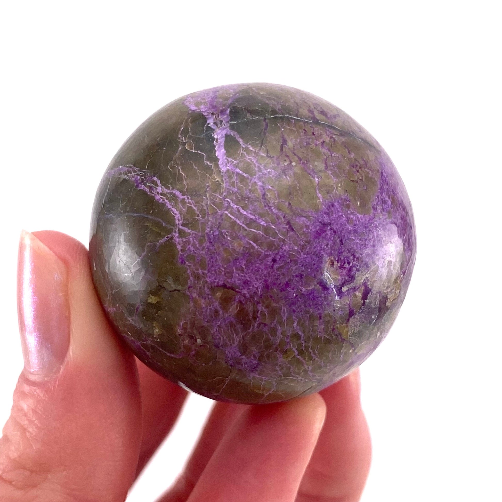 Stichtite Sphere, purple stichtite, polished Stichtite, mineral specimen, stichtite with serpentine, atlantisite