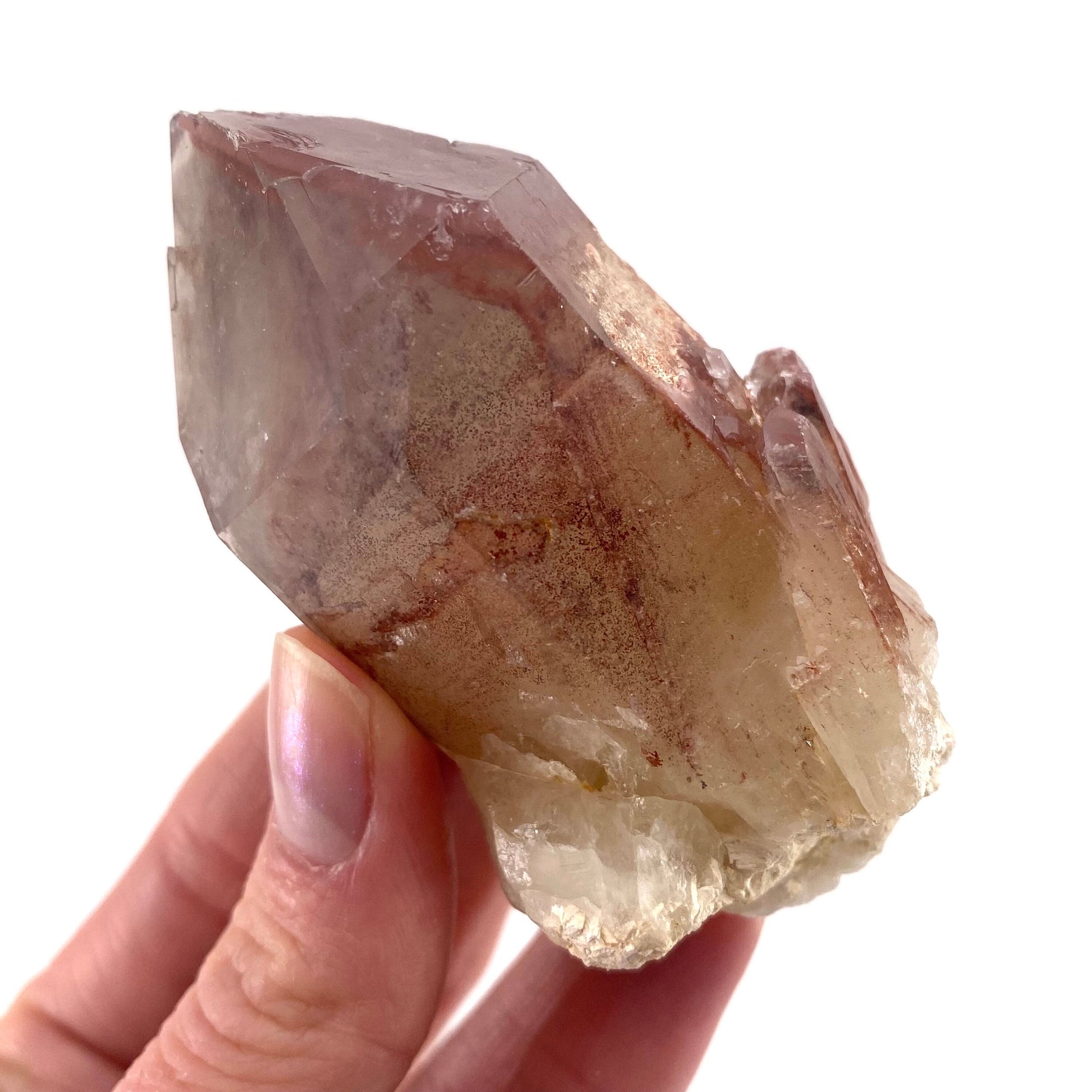 Red Hematite Quartz Cluster (Zimbabwe), quartz crystal, hematite quartz point, red phantom quartz, fire quartz