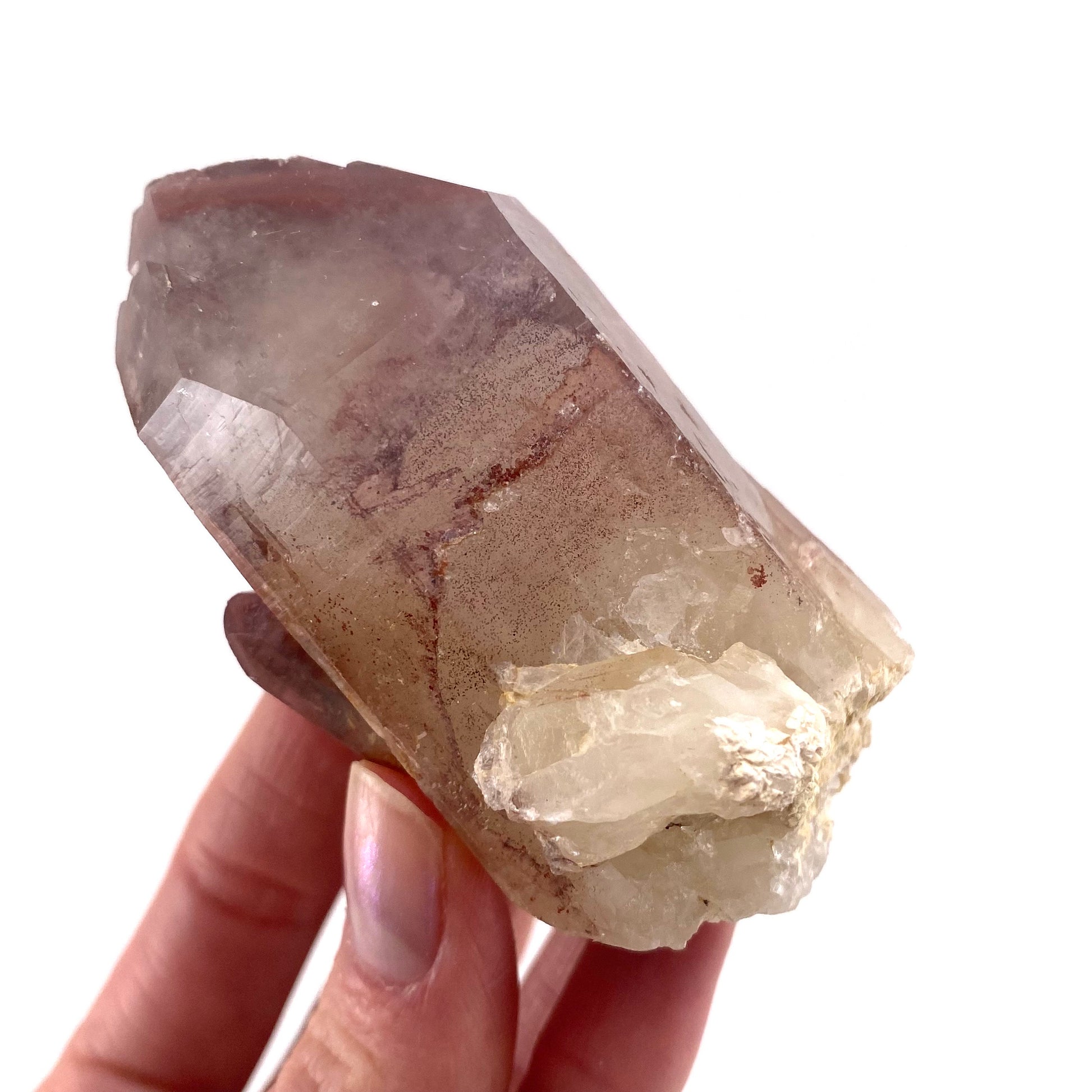 Red Hematite Quartz Cluster (Zimbabwe), quartz crystal, hematite quartz point, red phantom quartz, fire quartz