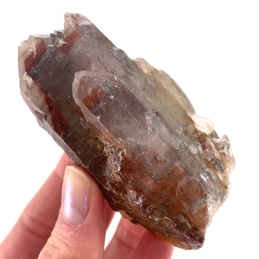 Red Hematite Quartz Cluster (Zimbabwe), quartz crystal, hematite quartz point, red phantom quartz, fire quartz