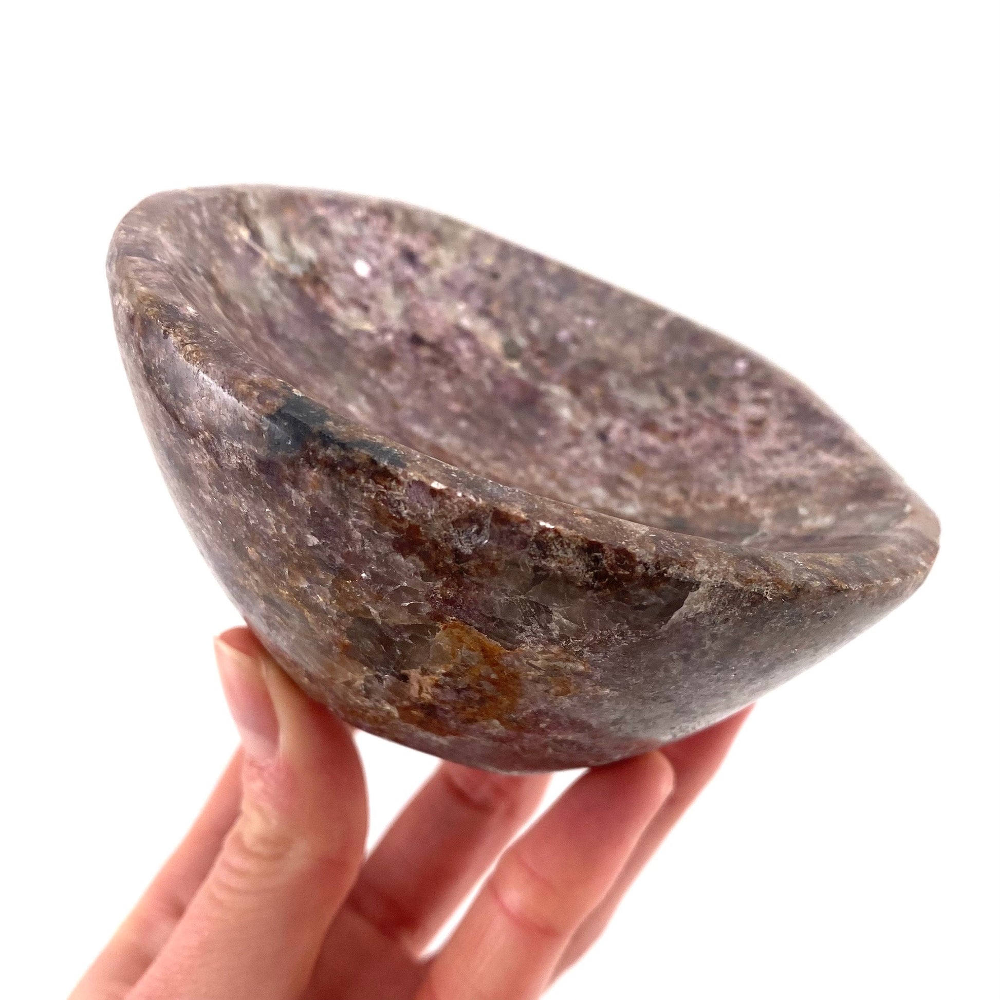 Lepidolite bowl, natural lepidolite, polished lepidolite bowl, lepidolite bowl, crystal bowl, trinket bowl