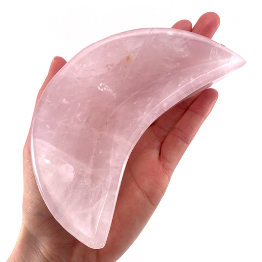 Rose quartz moon bowl, natural rose quartz, polished rose quartz bowl, rose quartz bowl, crystal bowl, moon shaped bowl
