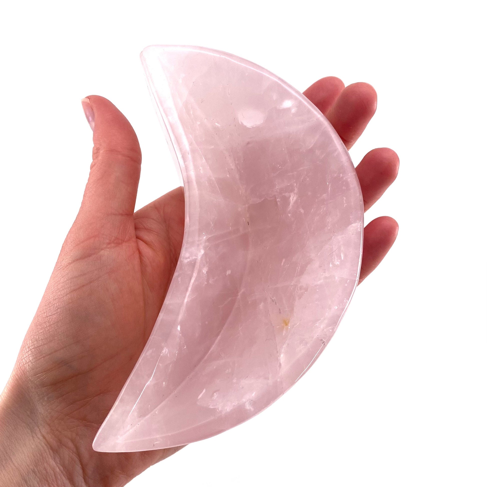 Rose quartz moon bowl, natural rose quartz, polished rose quartz bowl, rose quartz bowl, crystal bowl, moon shaped bowl