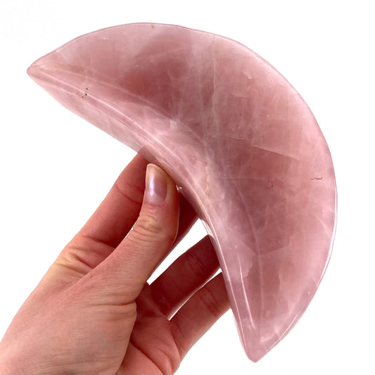 Rose quartz moon bowl, natural rose quartz, polished rose quartz bowl, rose quartz bowl, crystal bowl, moon shaped bowl