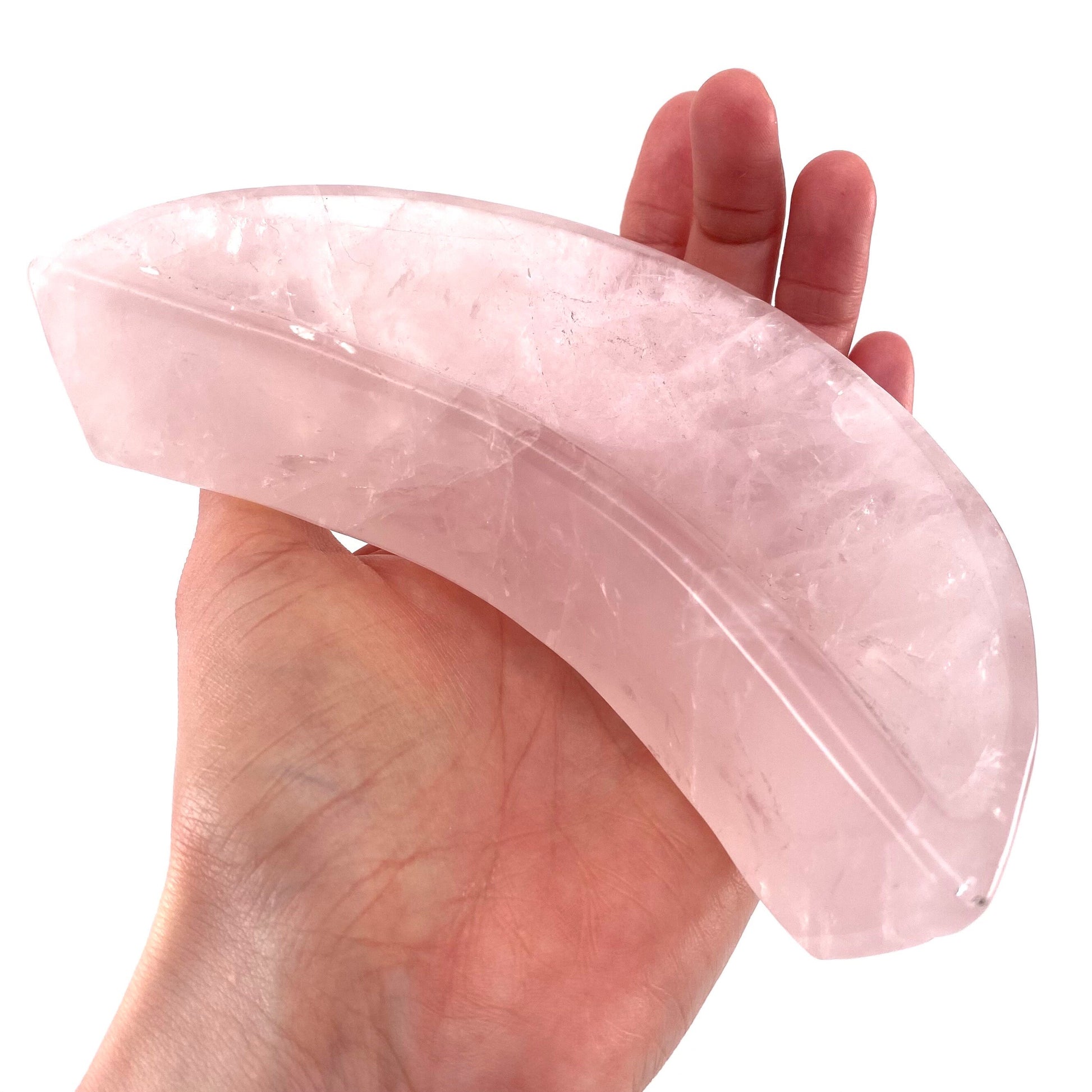 Rose quartz moon bowl, natural rose quartz, polished rose quartz bowl, rose quartz bowl, crystal bowl, moon shaped bowl