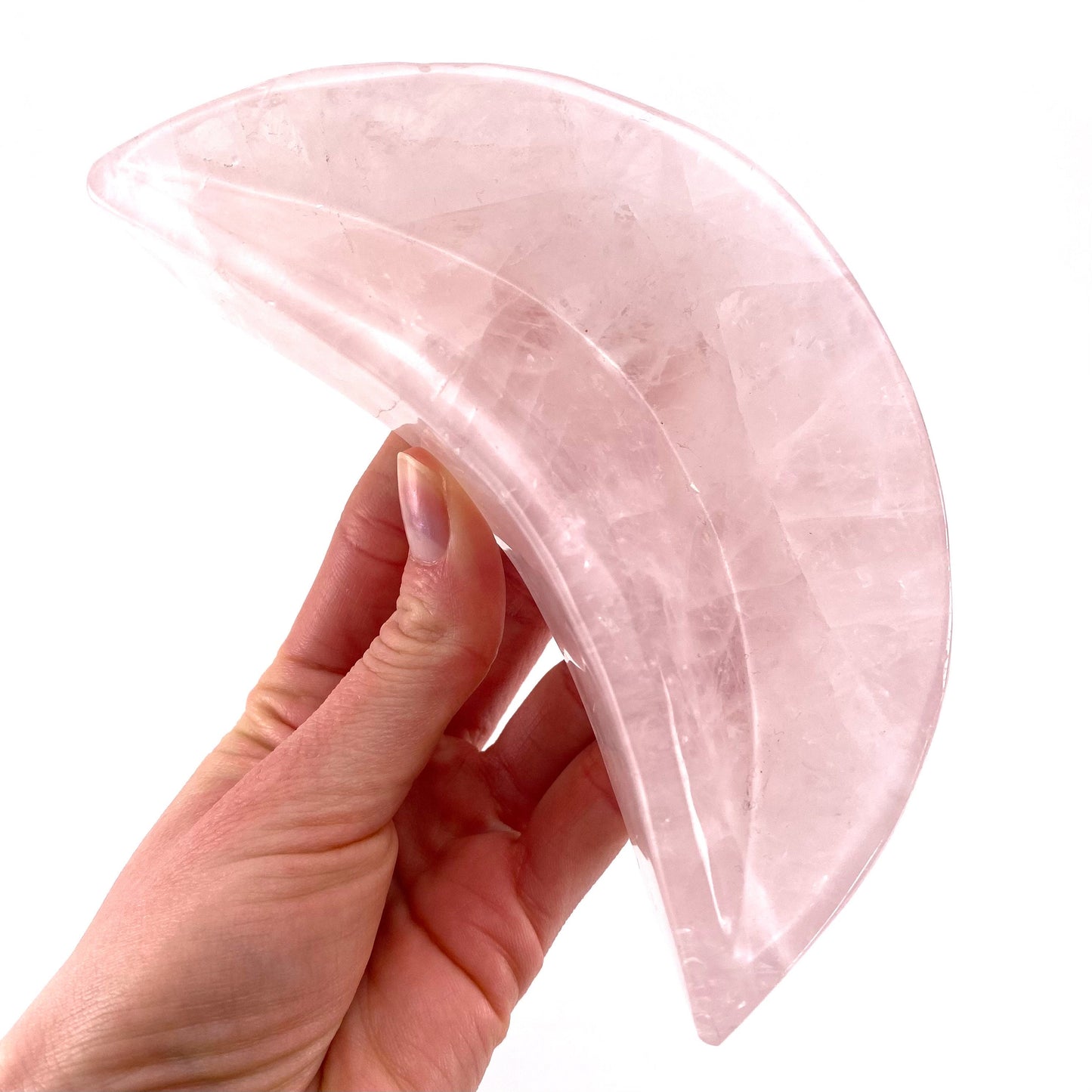 Rose quartz moon bowl, natural rose quartz, polished rose quartz bowl, rose quartz bowl, crystal bowl, moon shaped bowl