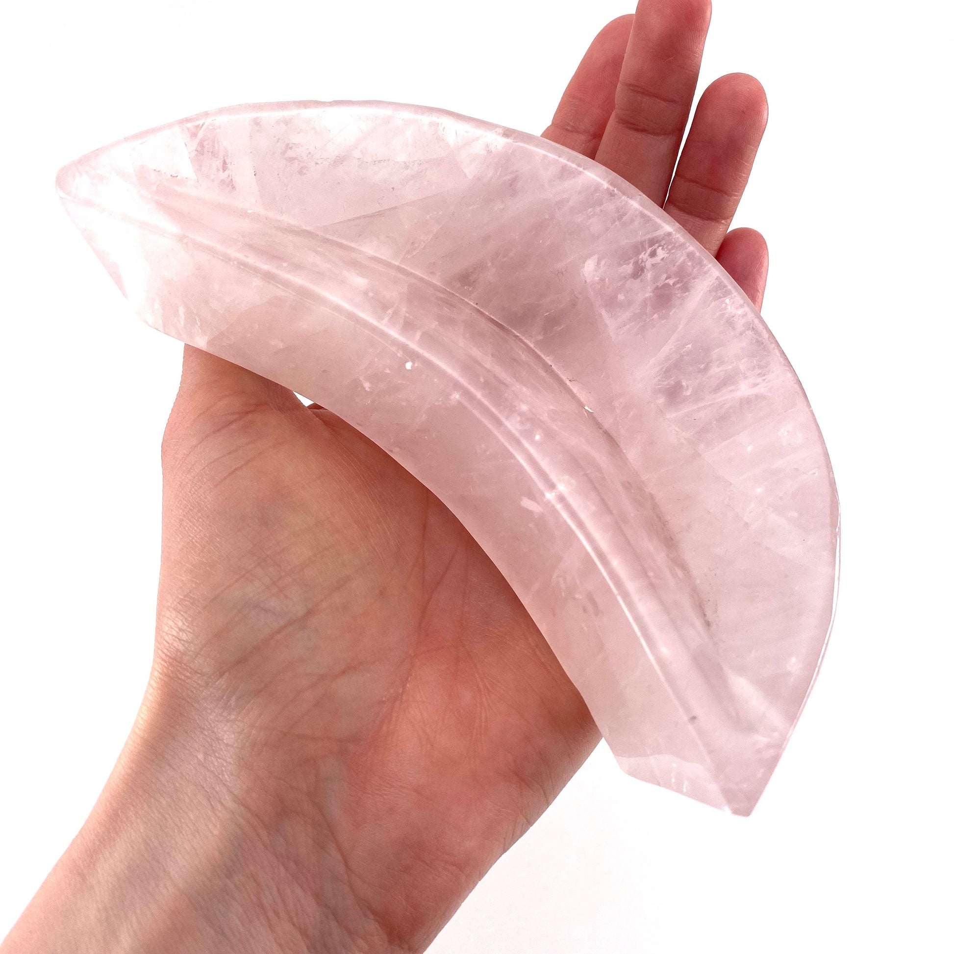 Rose quartz moon bowl, natural rose quartz, polished rose quartz bowl, rose quartz bowl, crystal bowl, moon shaped bowl