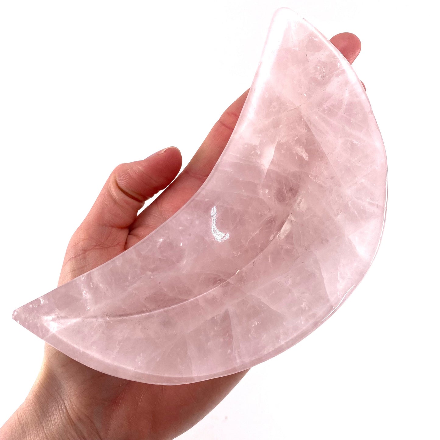 Rose quartz moon bowl, natural rose quartz, polished rose quartz bowl, rose quartz bowl, crystal bowl, moon shaped bowl