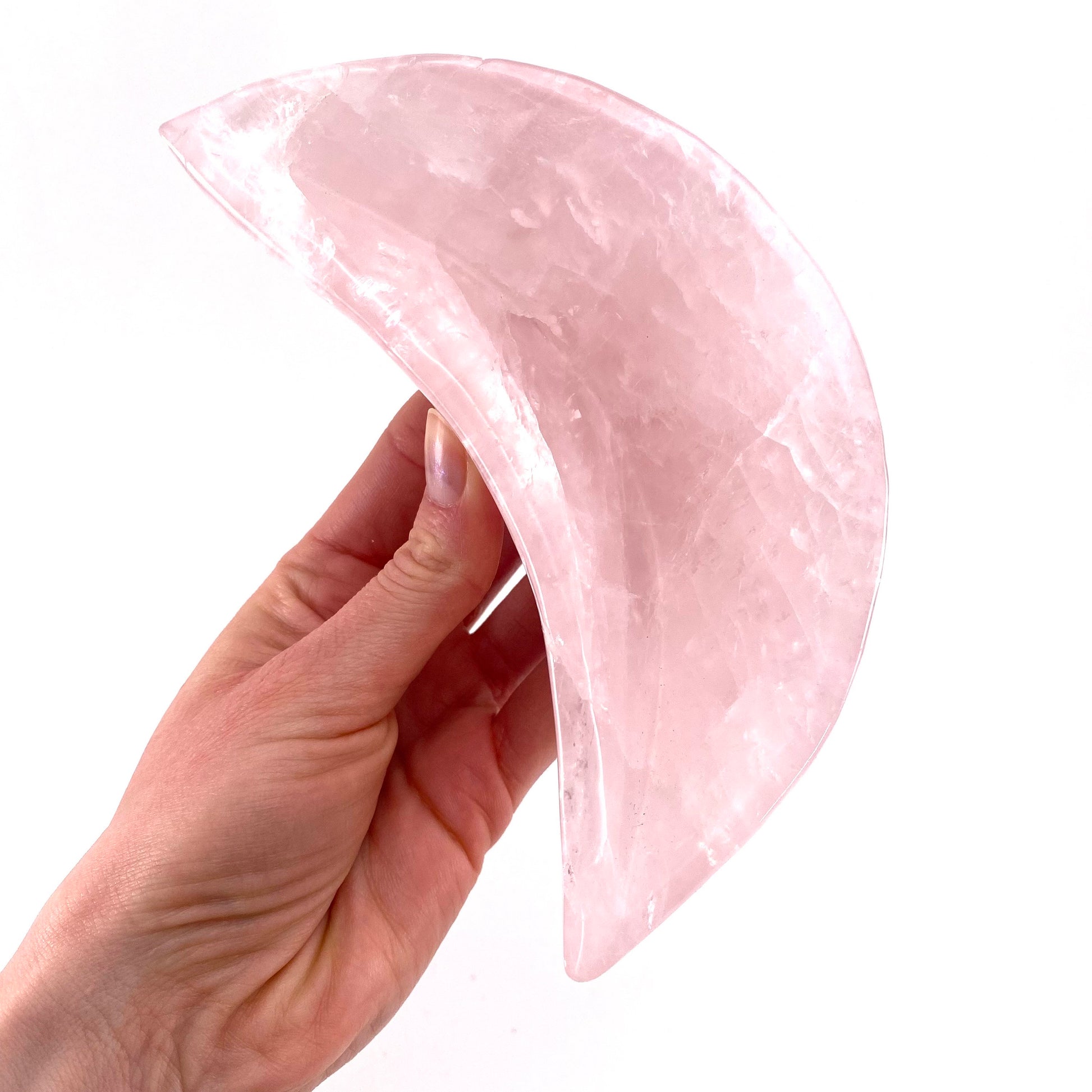 Rose quartz moon bowl, natural rose quartz, polished rose quartz bowl, rose quartz bowl, crystal bowl, moon shaped bowl