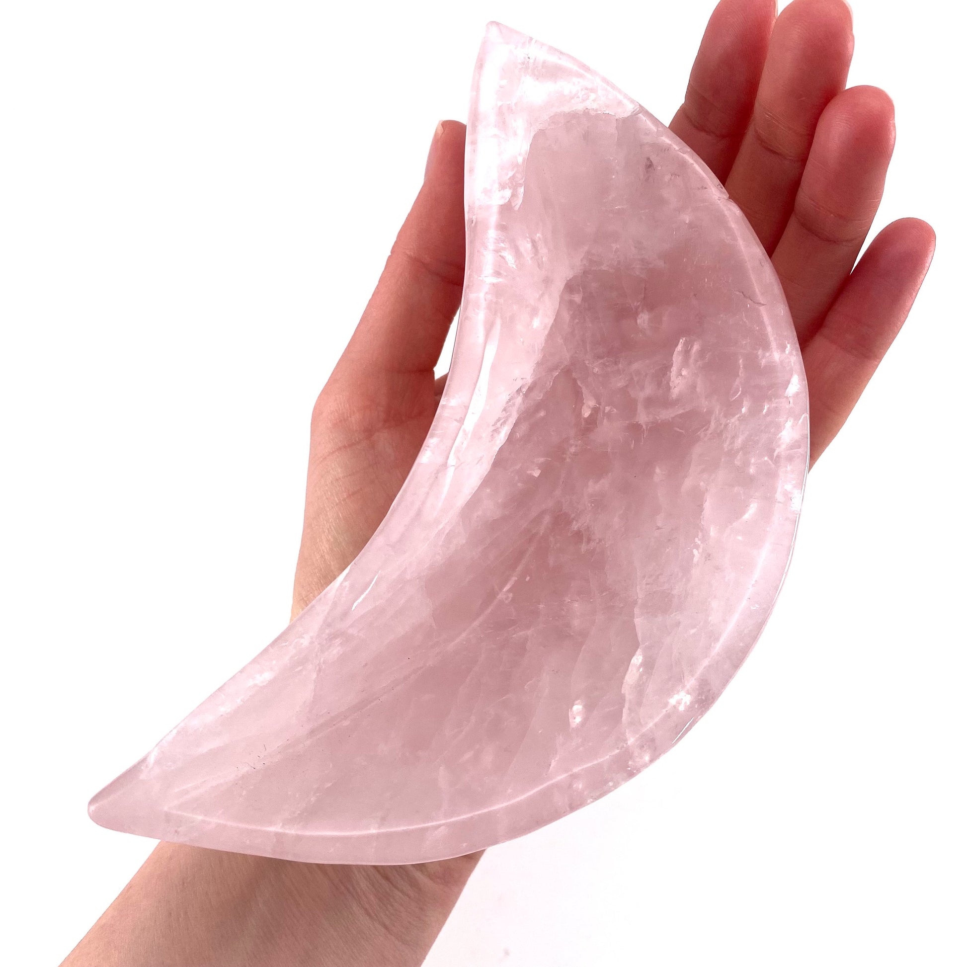 Rose quartz moon bowl, natural rose quartz, polished rose quartz bowl, rose quartz bowl, crystal bowl, moon shaped bowl