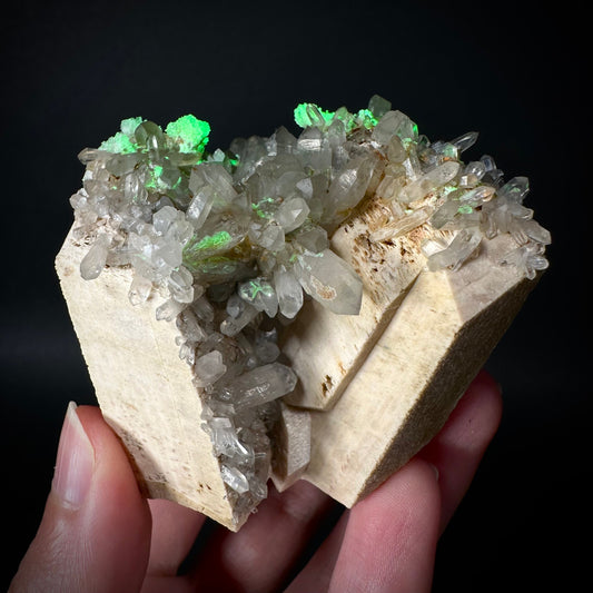 Hyalite Opal & Lattice Quartz on Feldspar (Namibia), UV reactive hyalite opal, smoky quartz crystal, rare minerals, rare crystals