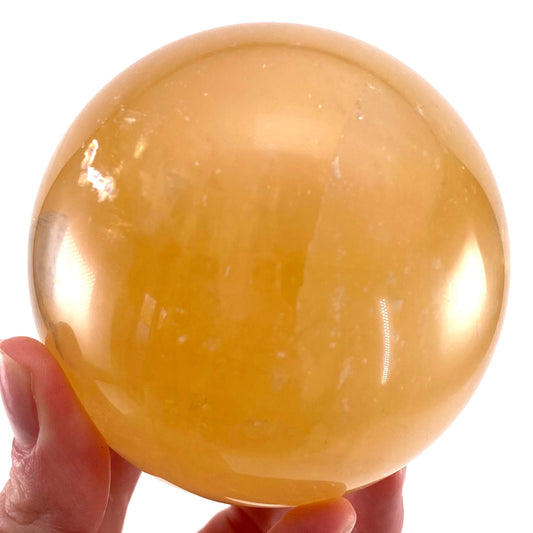 Honey calcite sphere, crystal ball, calcite sphere, honey calcite, yellow calcite