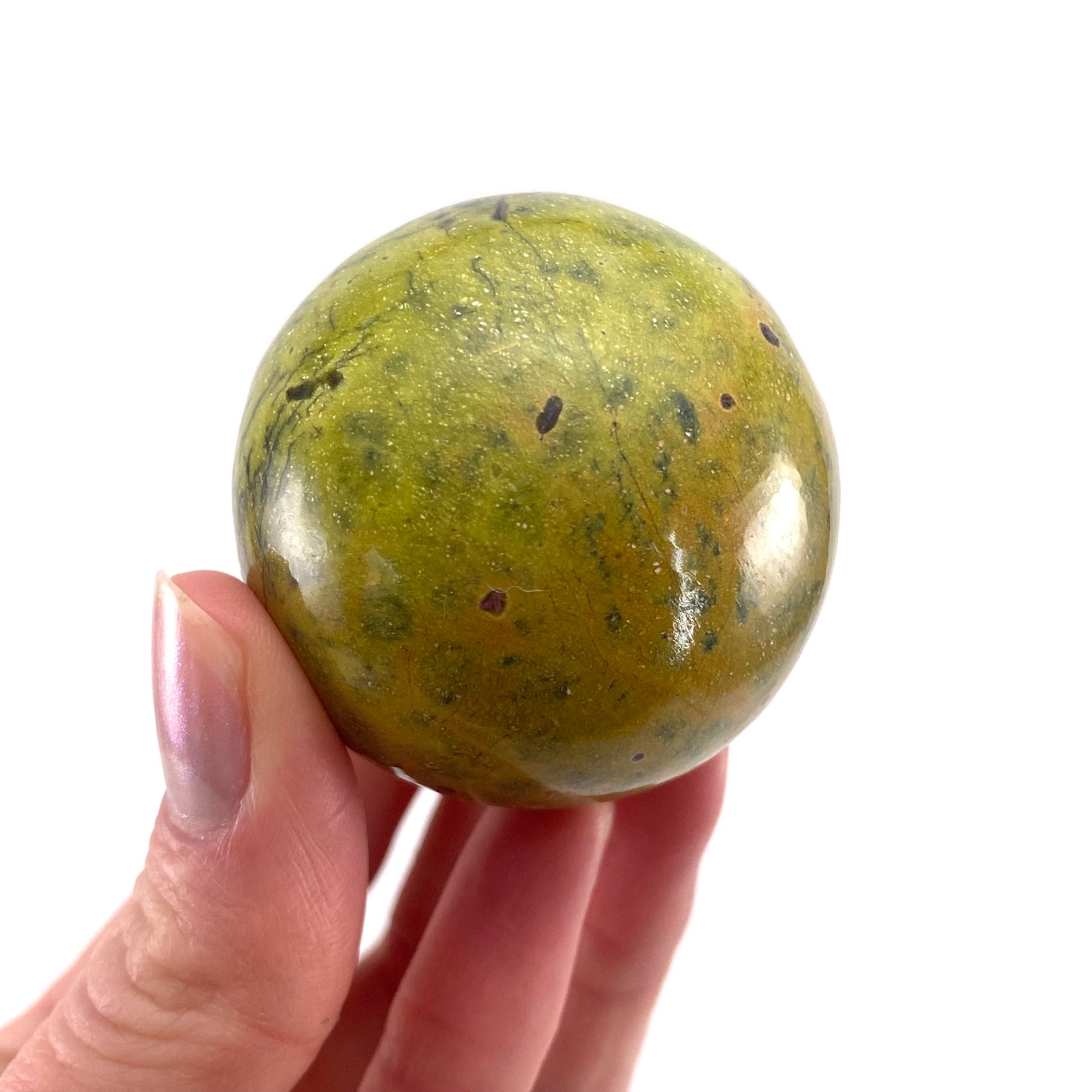 Rare! Atlantisite Sphere | Atlantisite ball, crystal ball, atlantisite crystal, polished stichtite in serpentine, rare crystals