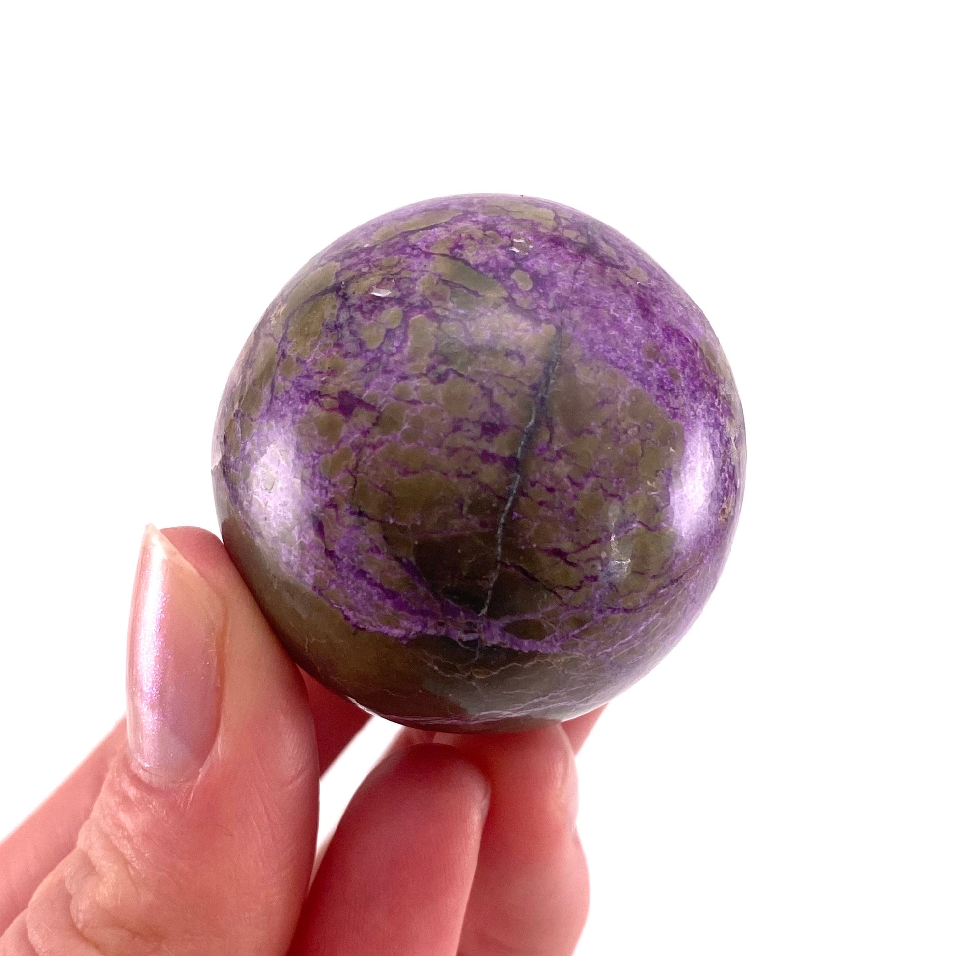 Stichtite Sphere, purple stichtite, polished Stichtite, mineral specimen, stichtite with serpentine, atlantisite