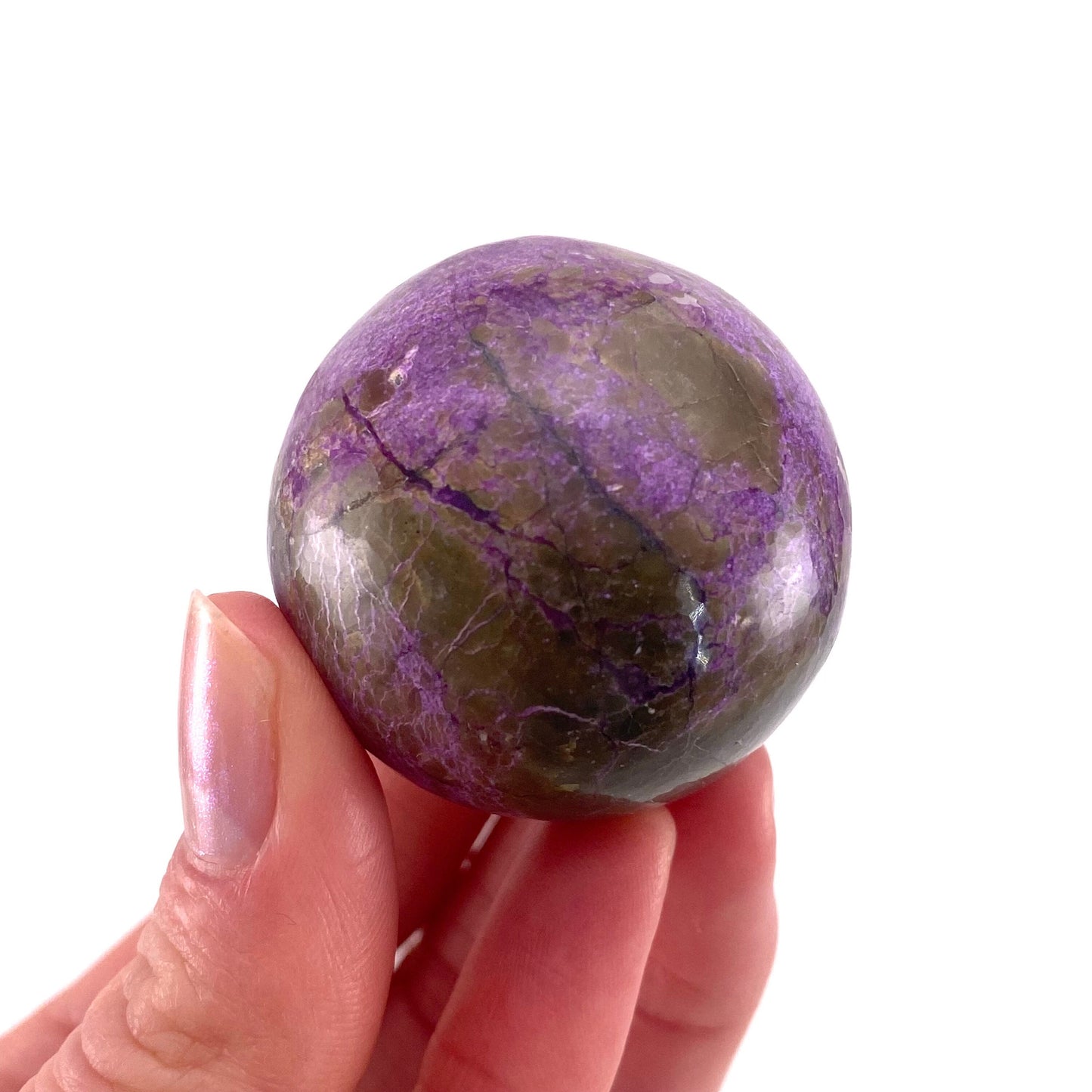 Stichtite Sphere, purple stichtite, polished Stichtite, mineral specimen, stichtite with serpentine, atlantisite