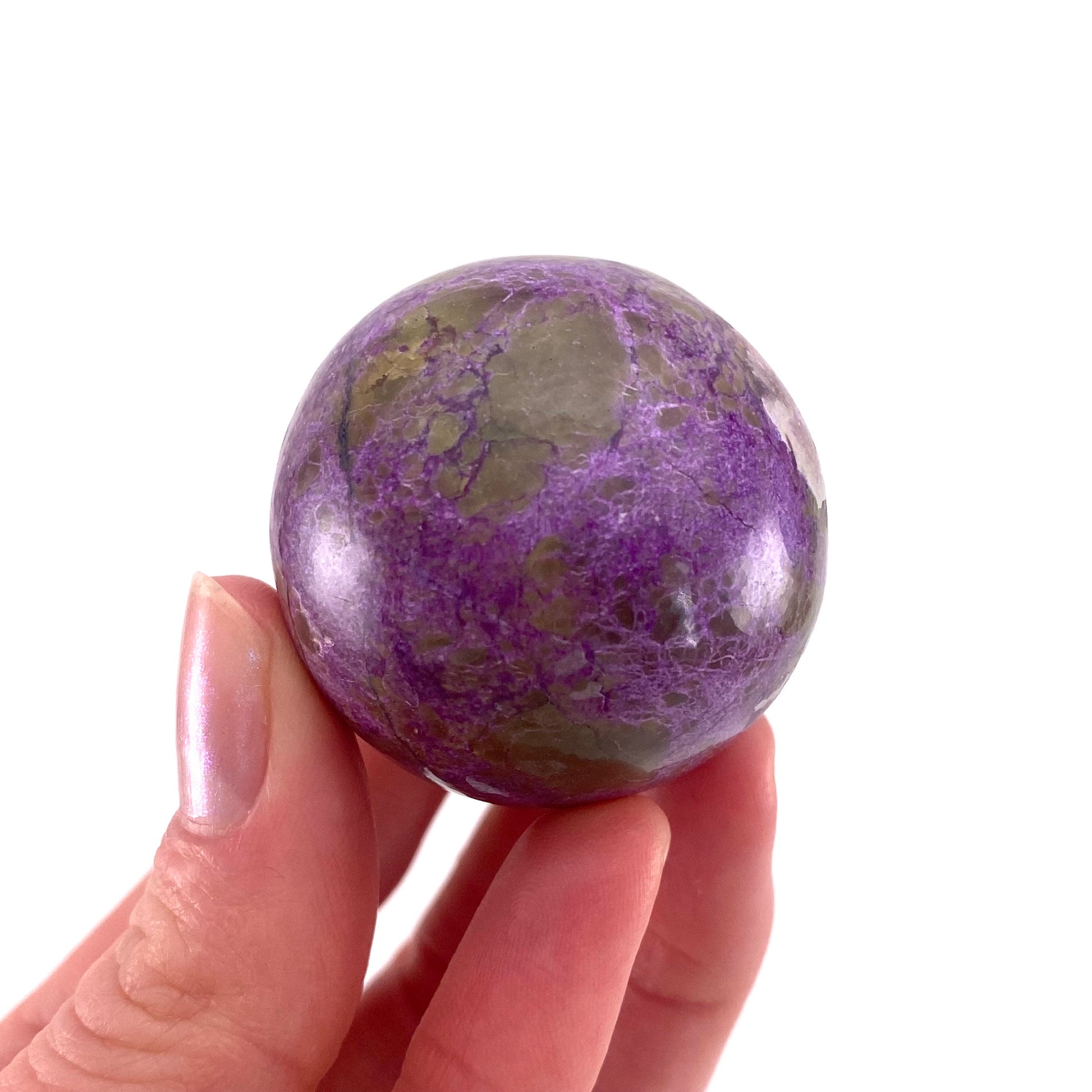 Stichtite Sphere, purple stichtite, polished Stichtite, mineral specimen, stichtite with serpentine, atlantisite