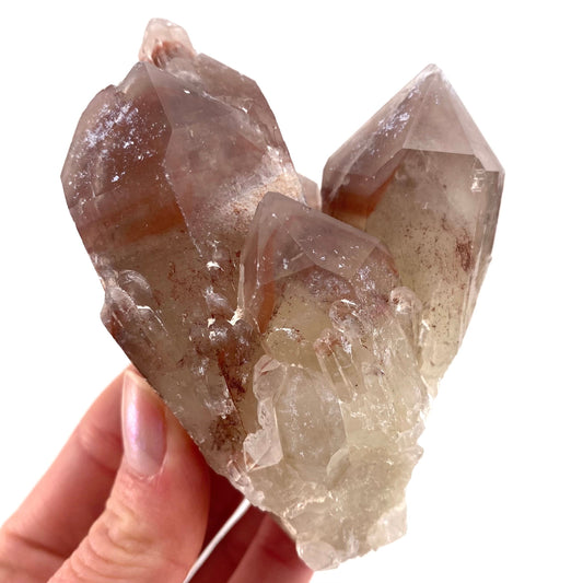 Red Hematite Quartz Cluster (Zimbabwe), quartz crystal, hematite quartz point, red phantom quartz, fire quartz