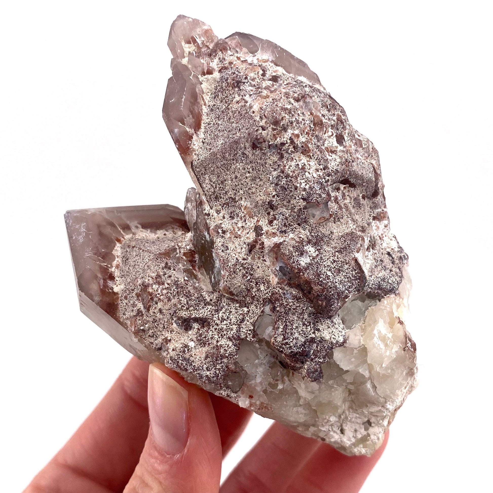 Red Hematite Quartz Cluster (Zimbabwe), quartz crystal, hematite quartz point, red phantom quartz, fire quartz